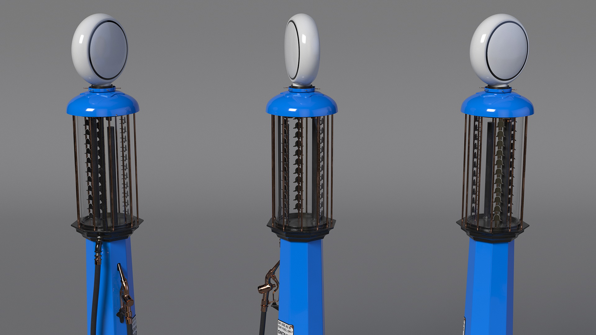 Old Gas Station Blue with Manual Fuel Pump 3D