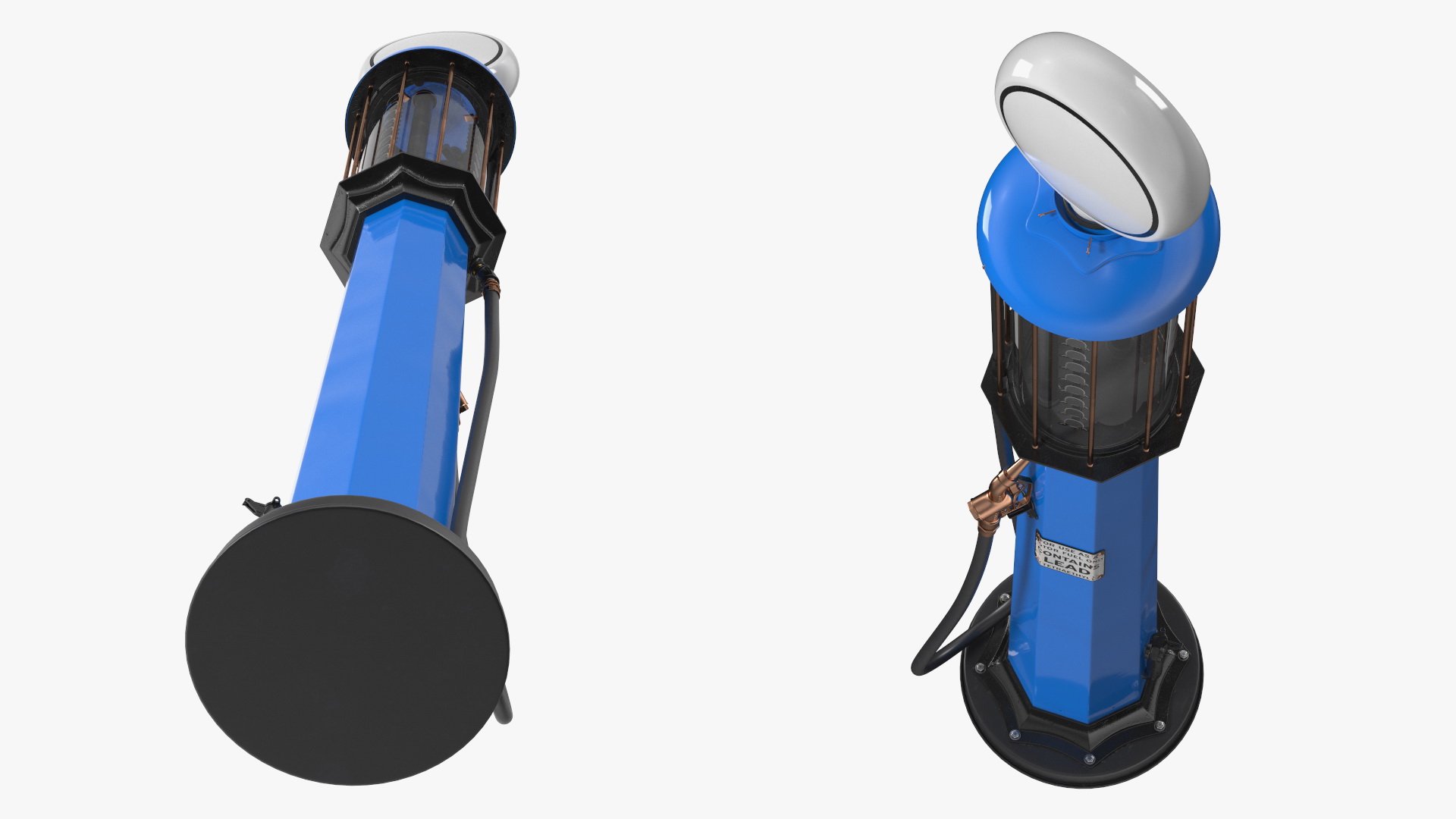 Old Gas Station Blue with Manual Fuel Pump 3D