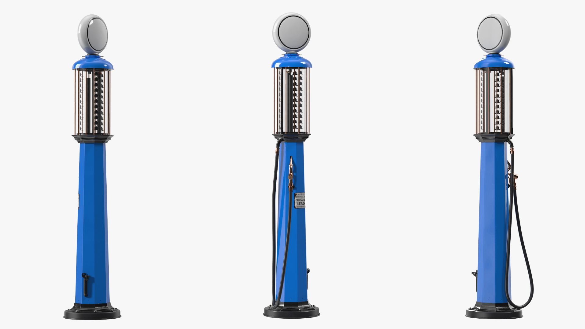 Old Gas Station Blue with Manual Fuel Pump 3D