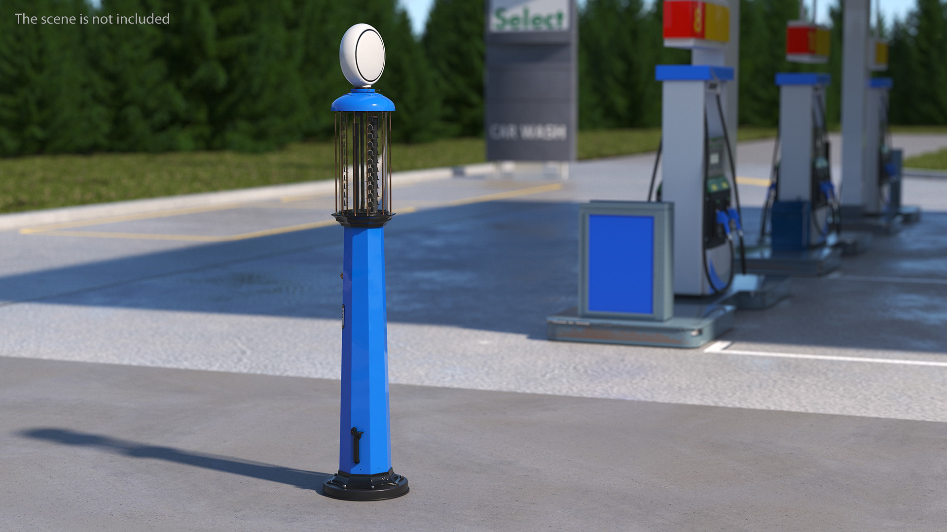 Old Gas Station Blue with Manual Fuel Pump 3D