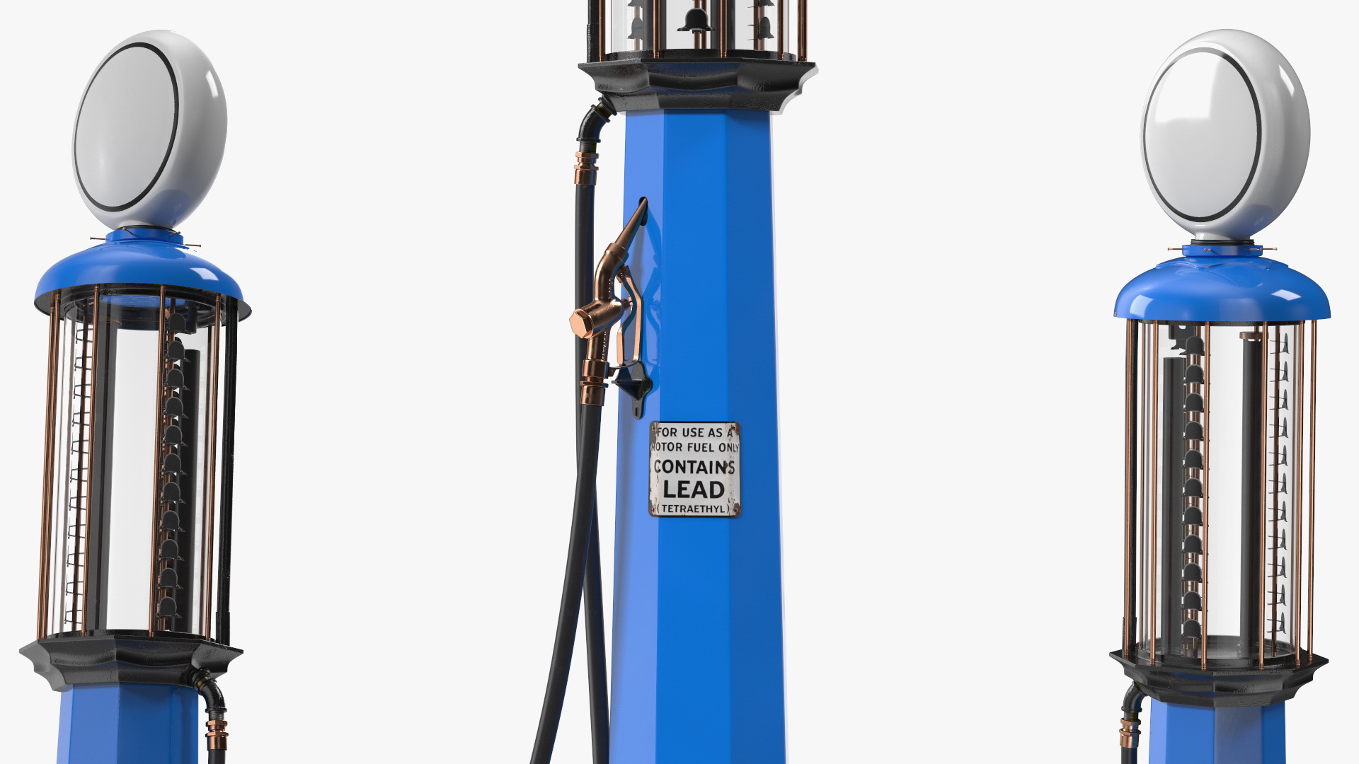 Old Gas Station Blue with Manual Fuel Pump 3D