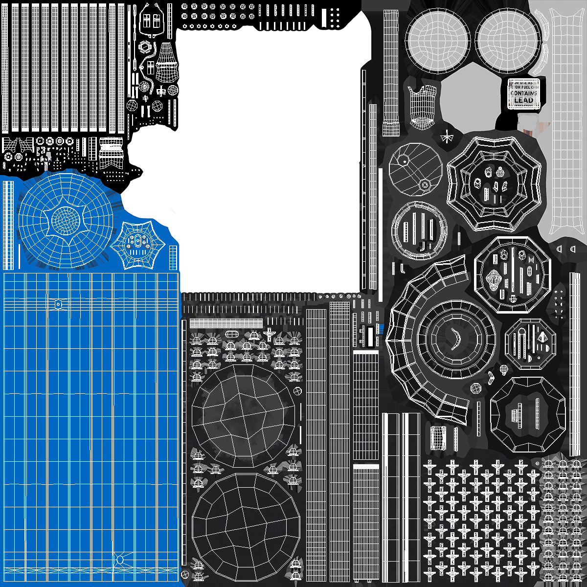 Old Gas Station Blue with Manual Fuel Pump 3D