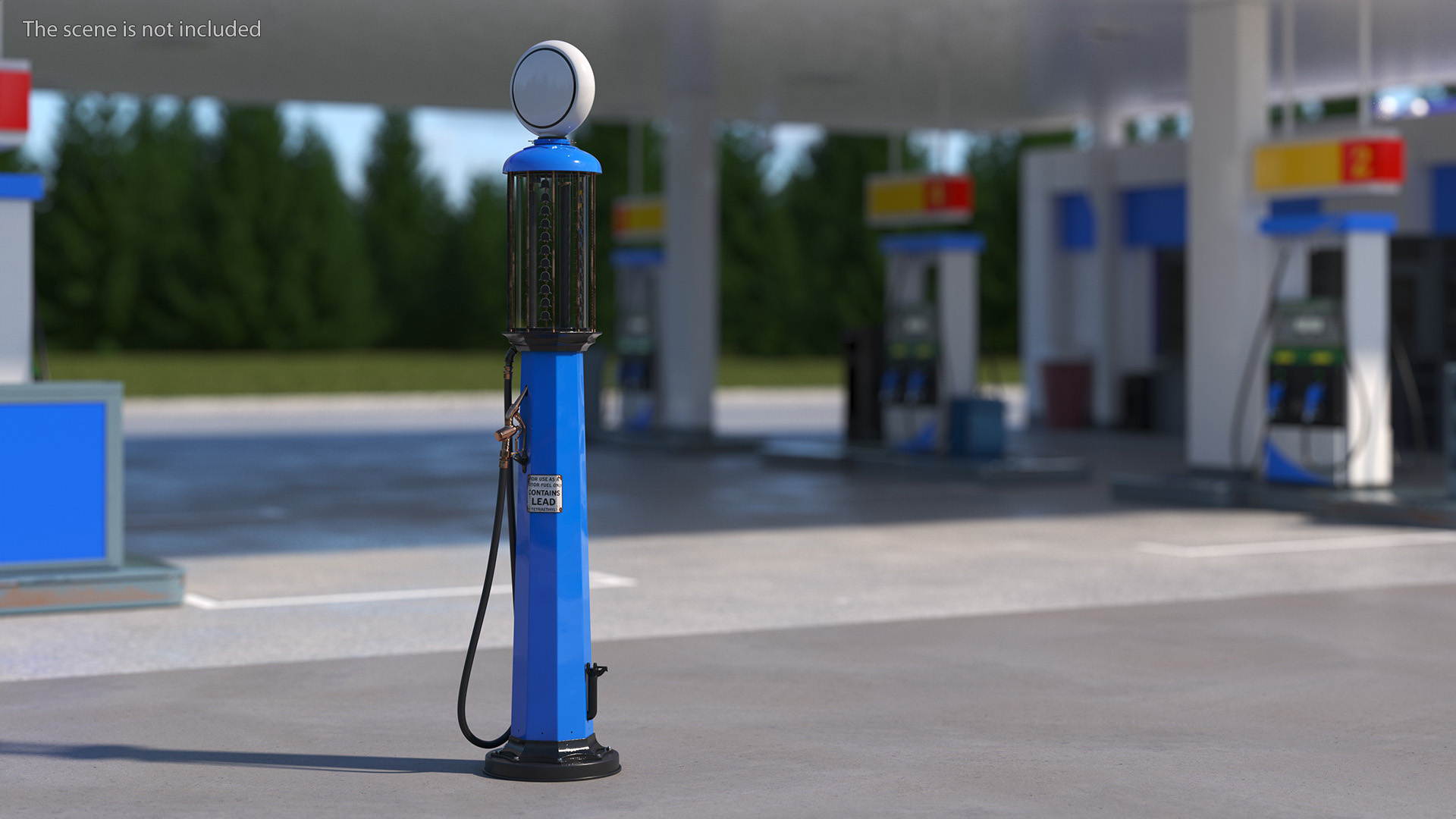 Old Gas Station Blue with Manual Fuel Pump 3D