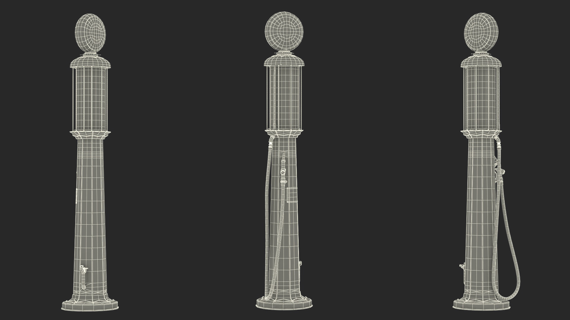 Old Gas Station Blue with Manual Fuel Pump 3D