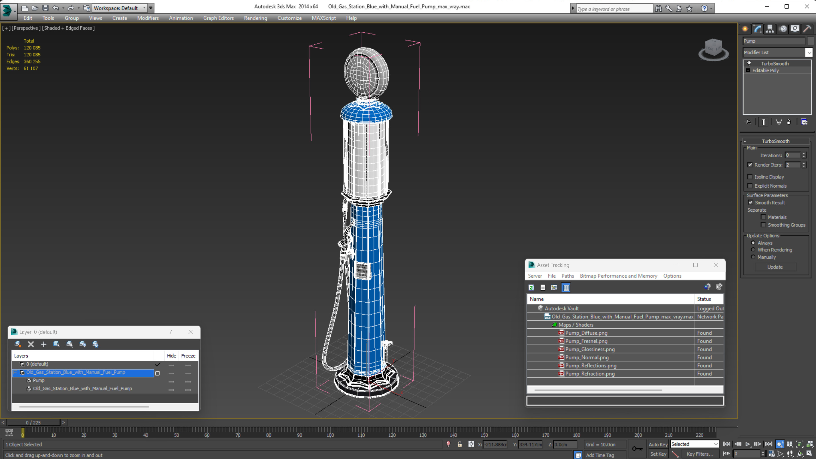 Old Gas Station Blue with Manual Fuel Pump 3D