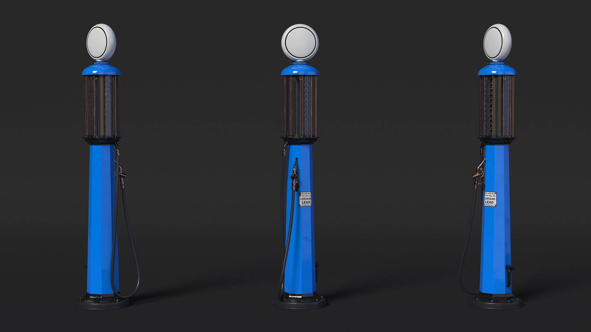 Old Gas Station Blue with Manual Fuel Pump 3D