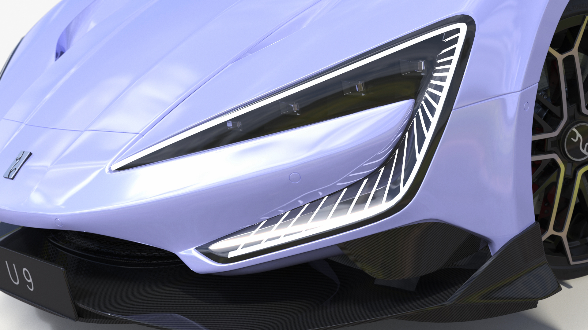 3D BYD Yangwang U9 Violet Supercar Rigged model