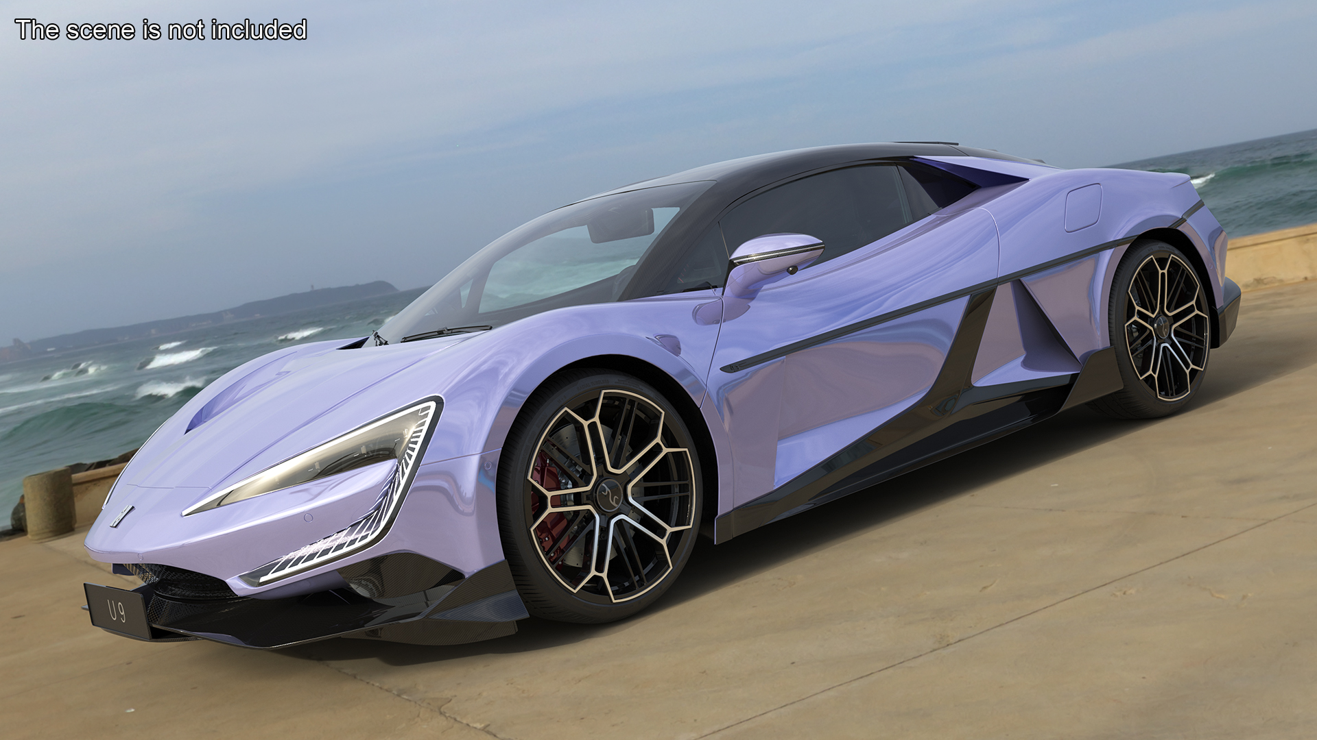 3D BYD Yangwang U9 Violet Supercar Rigged model