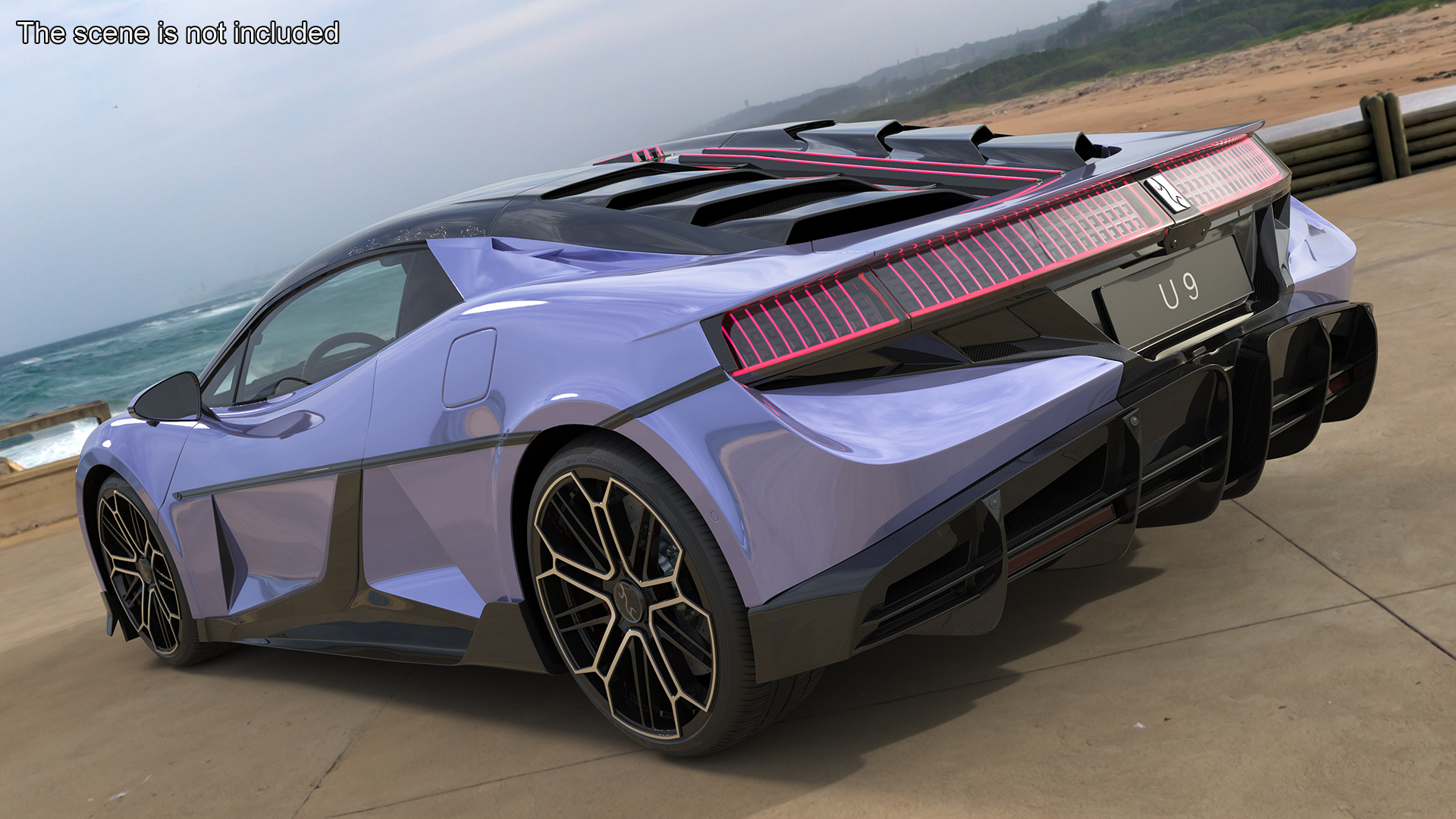 3D BYD Yangwang U9 Violet Supercar Rigged model