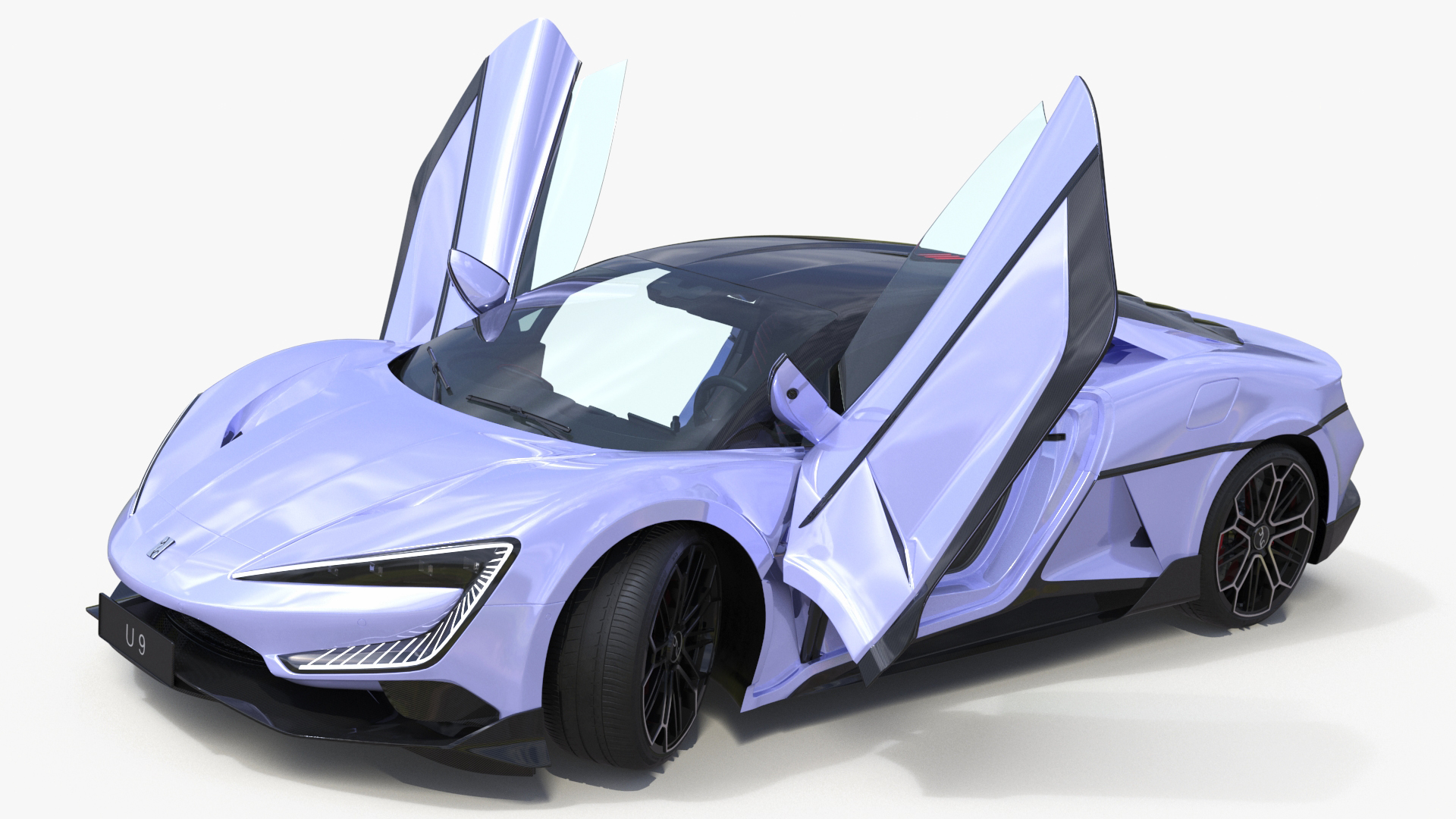 3D BYD Yangwang U9 Violet Supercar Rigged model