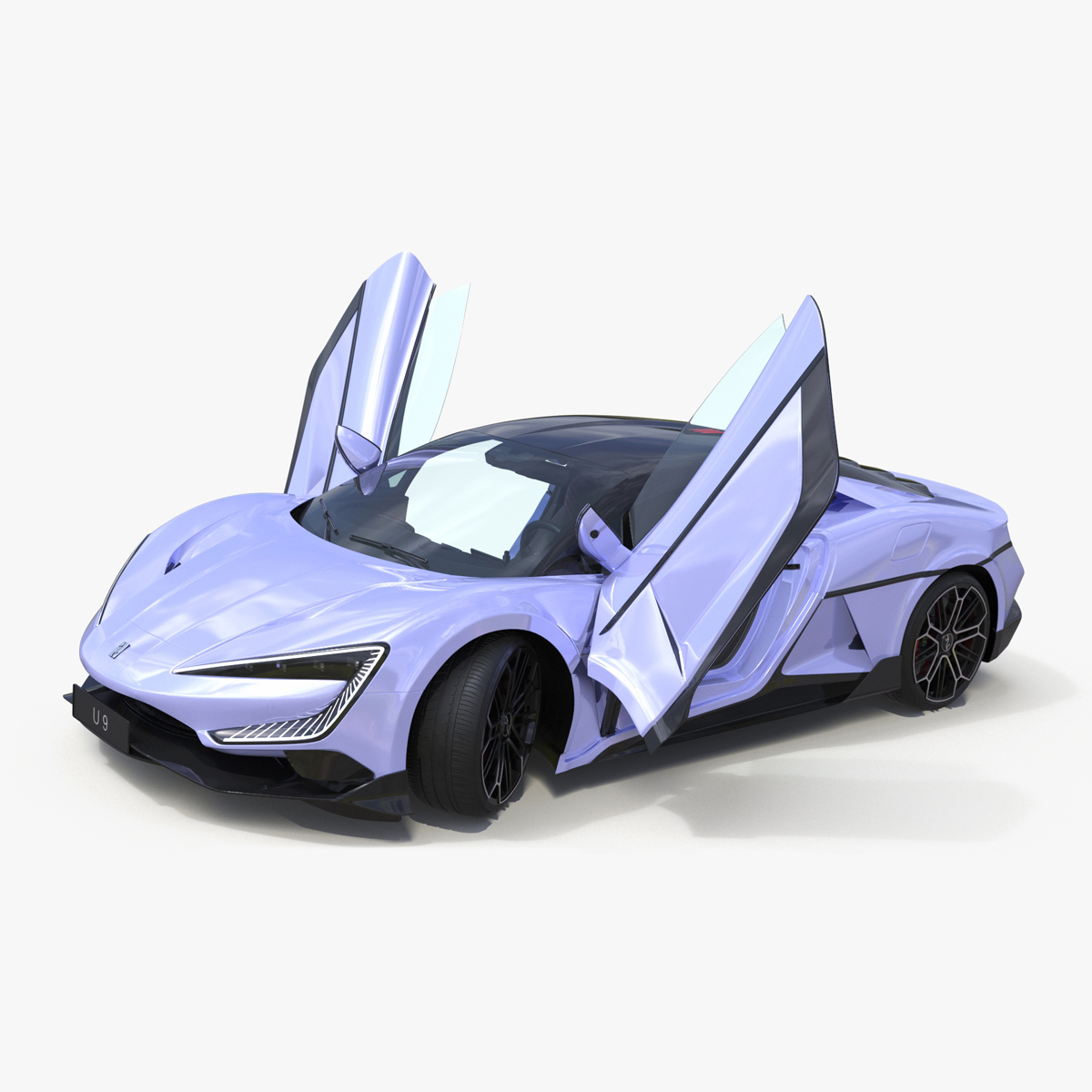 3D BYD Yangwang U9 Violet Supercar Rigged model