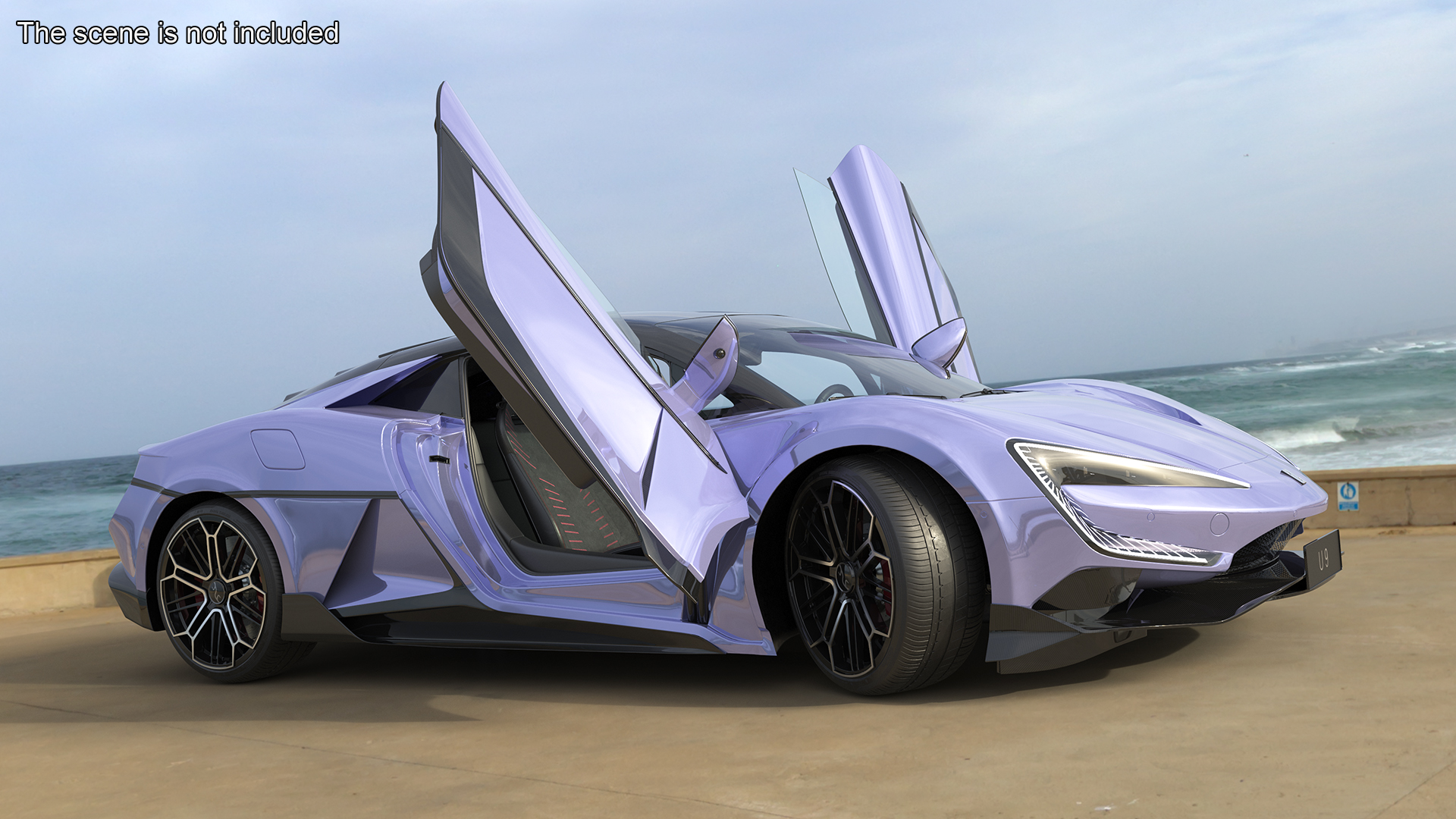 3D BYD Yangwang U9 Violet Supercar Rigged model
