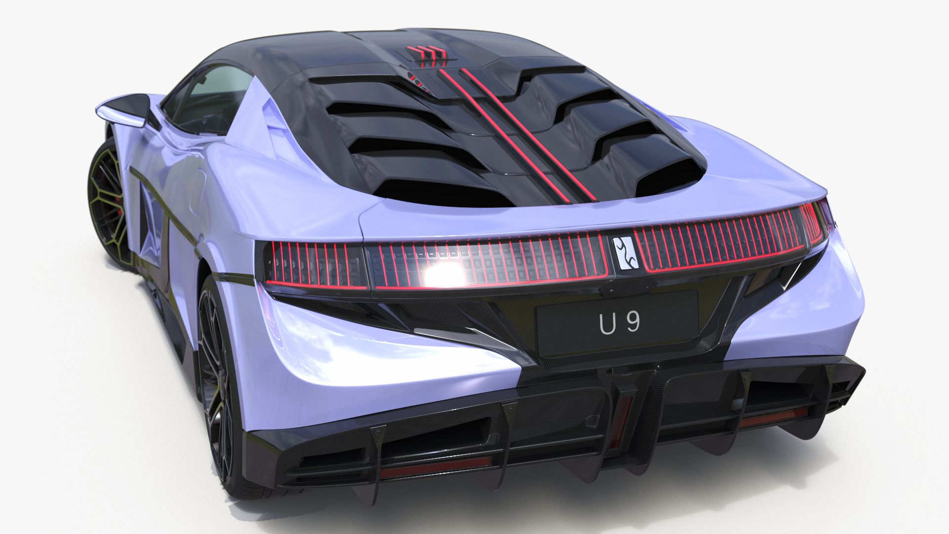 3D BYD Yangwang U9 Violet Supercar Rigged model