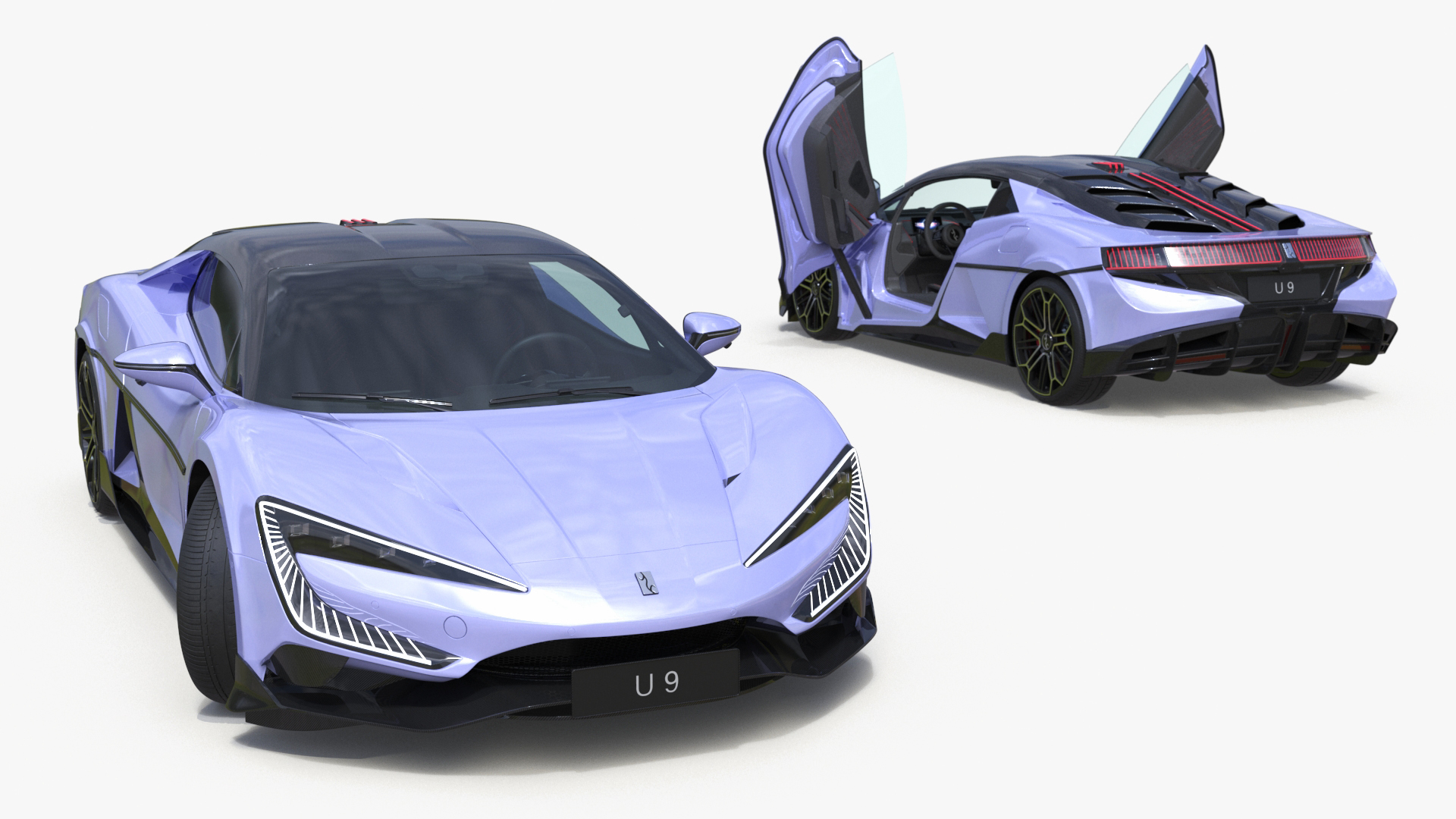 3D BYD Yangwang U9 Violet Supercar Rigged model