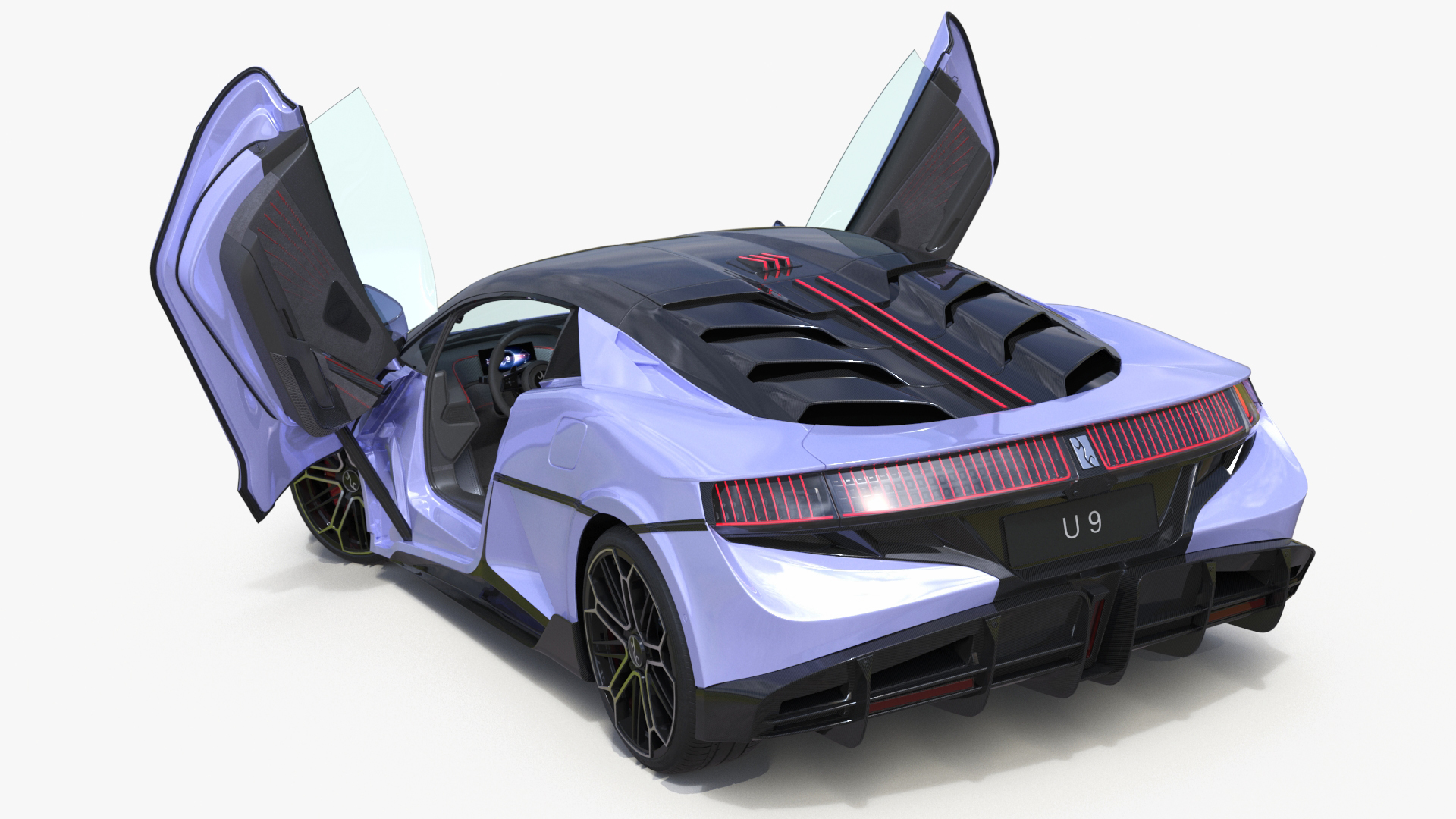 3D BYD Yangwang U9 Violet Supercar Rigged model