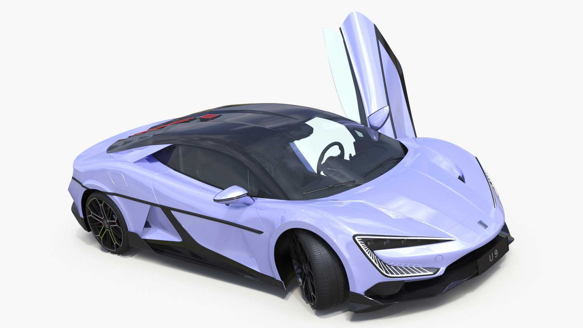 3D BYD Yangwang U9 Violet Supercar Rigged model