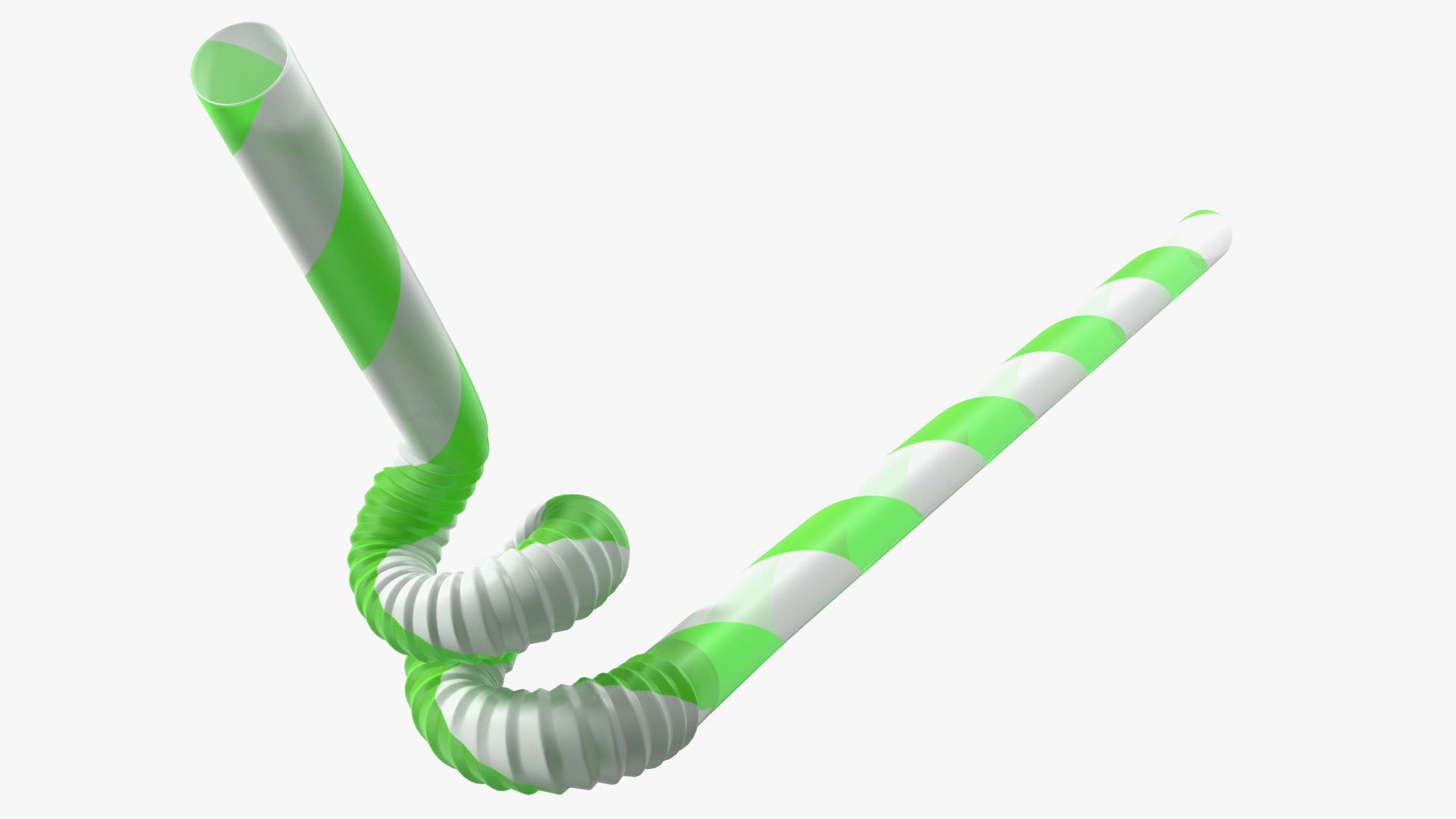 3D model Spiral Plastic Drinking Straw Green