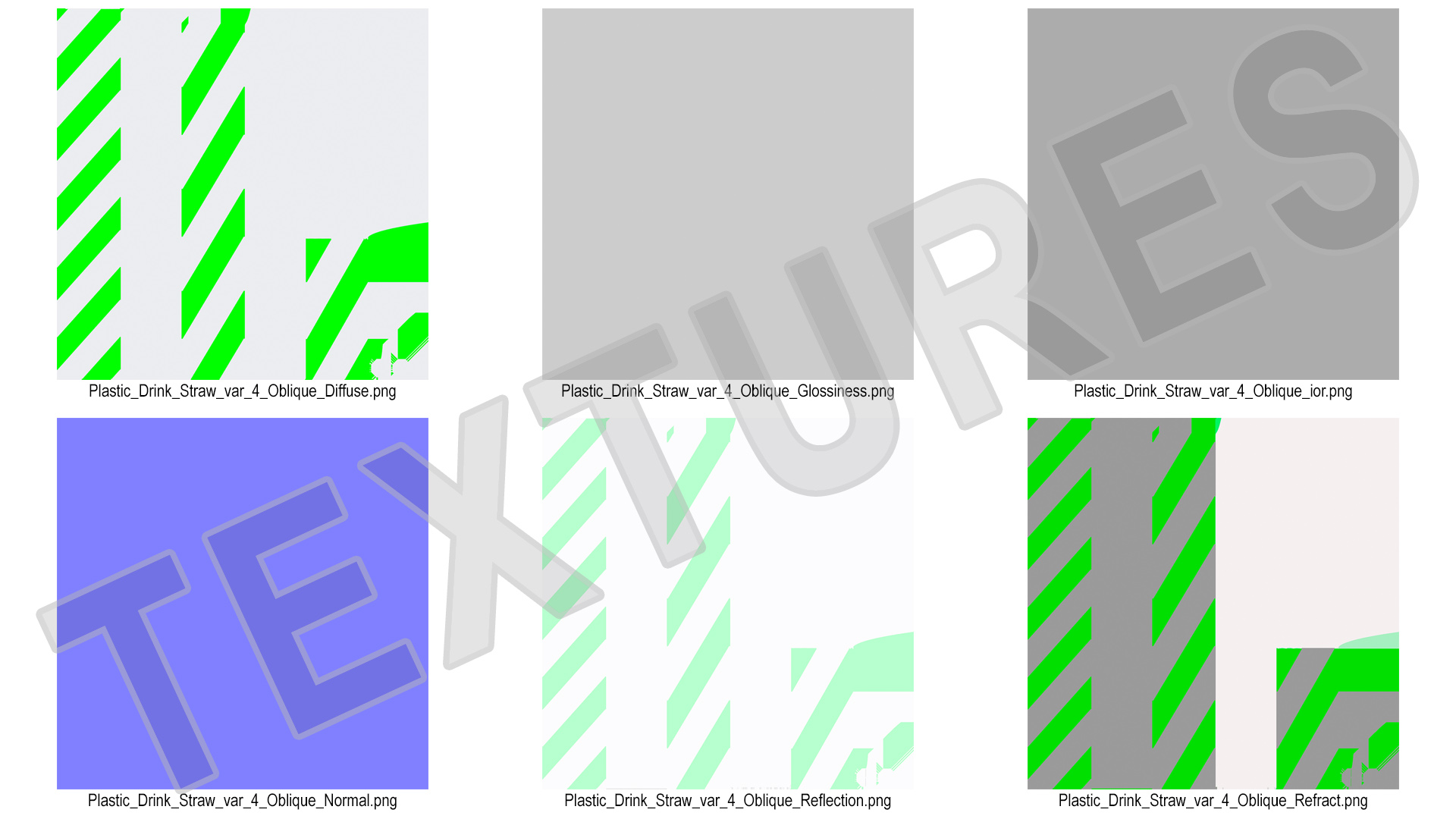 3D model Spiral Plastic Drinking Straw Green