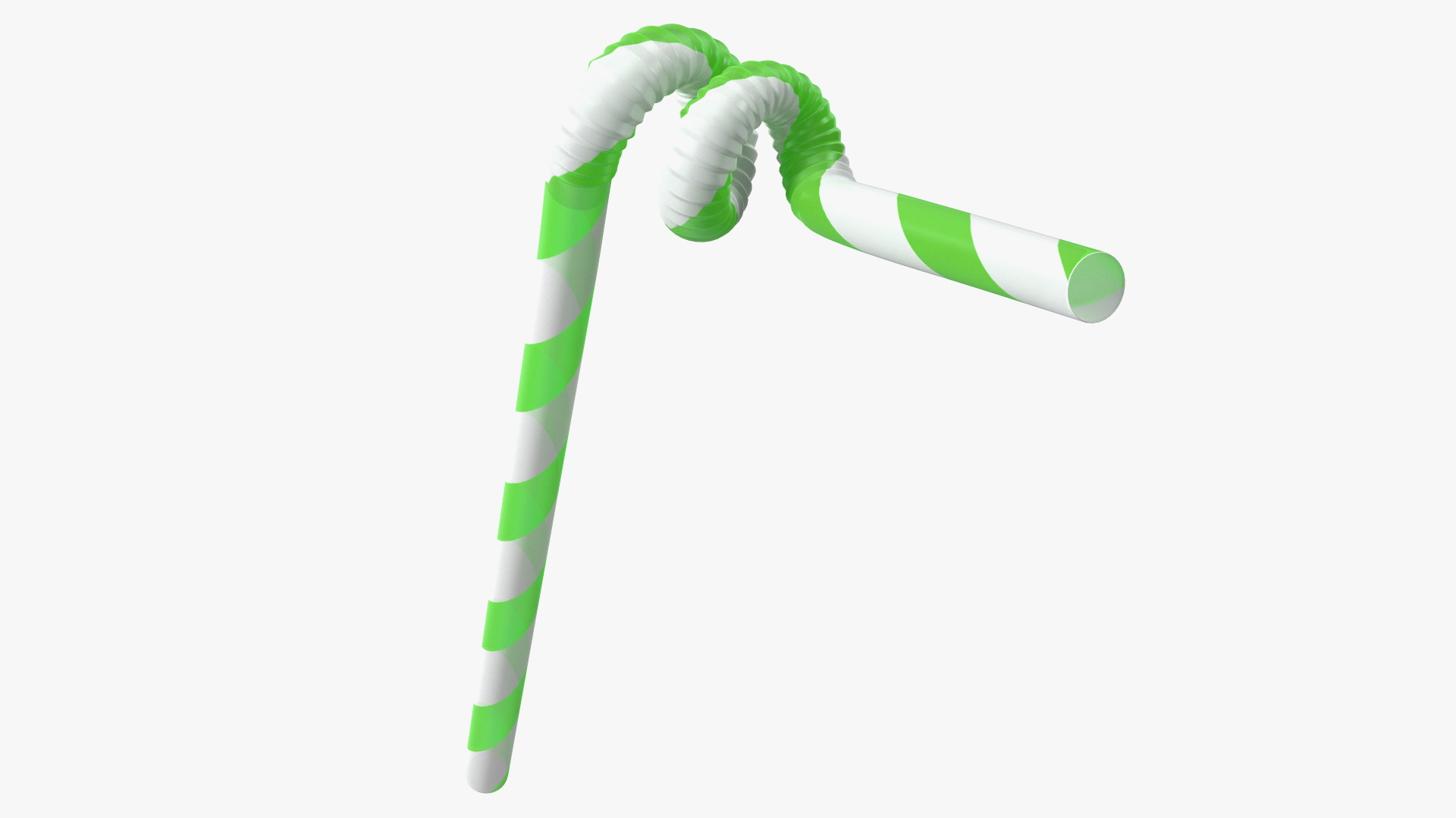3D model Spiral Plastic Drinking Straw Green