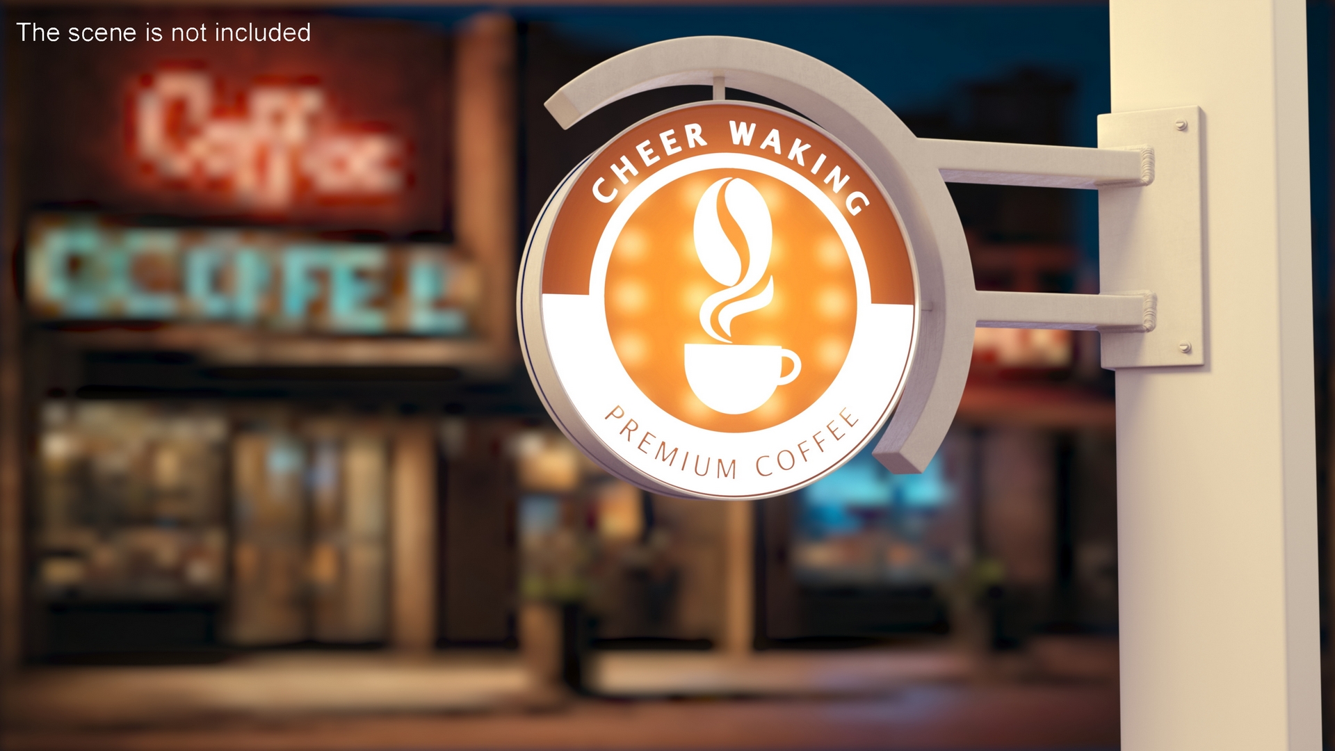 3D Corner Coffee Shop Signage Wall Mounted Light On model