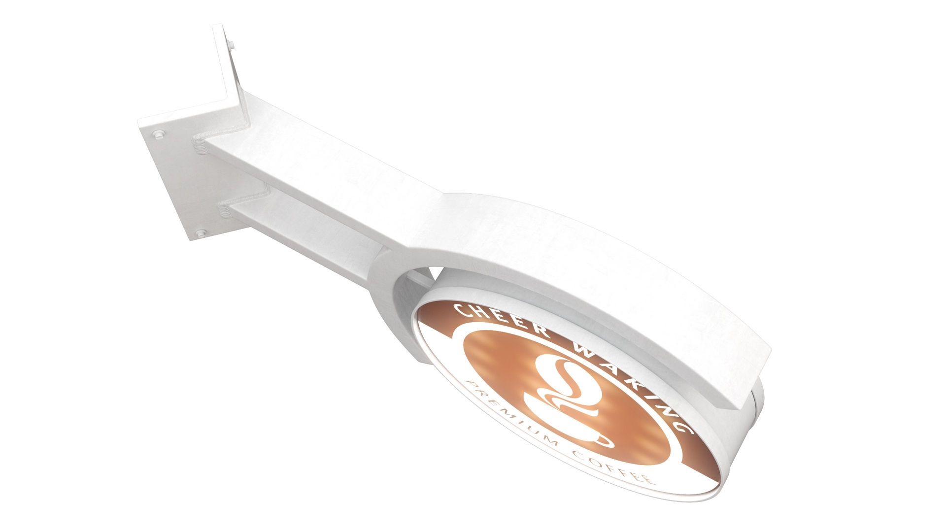 3D Corner Coffee Shop Signage Wall Mounted Light On model