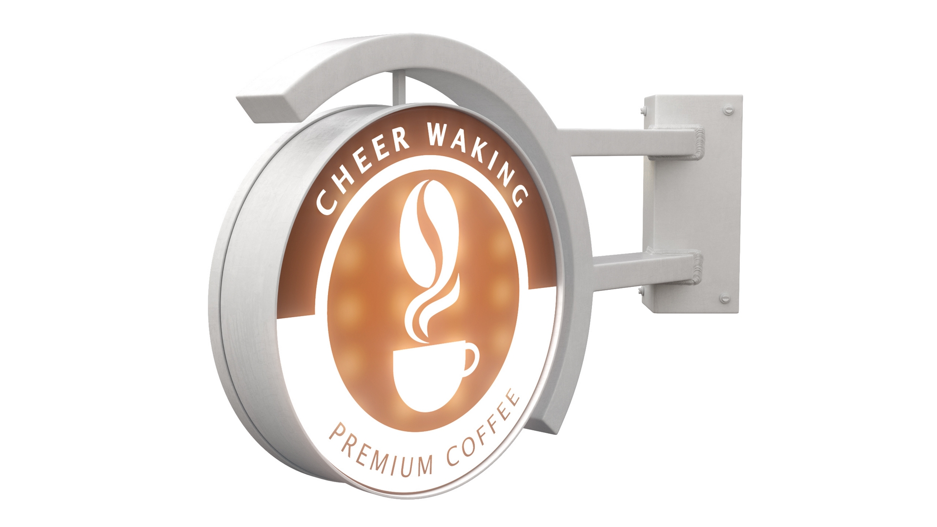 3D Corner Coffee Shop Signage Wall Mounted Light On model