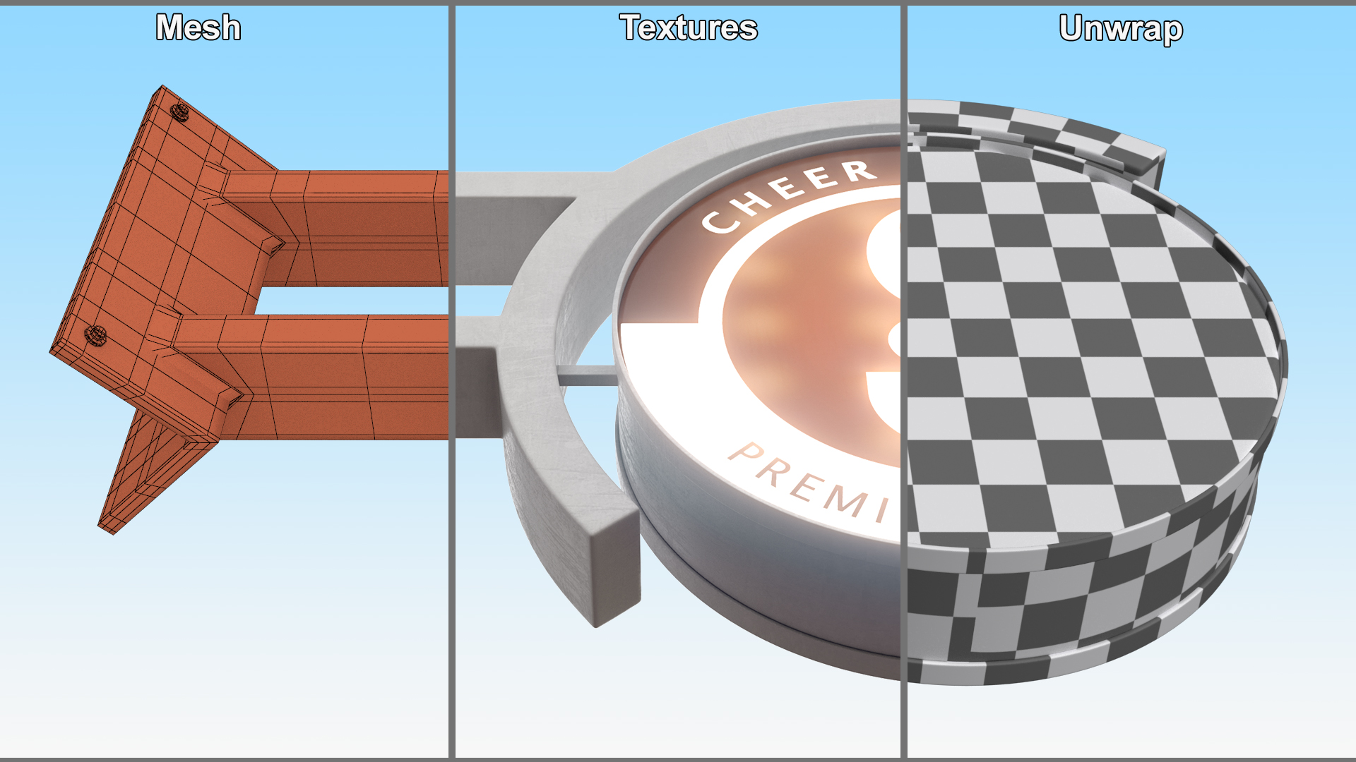 3D Corner Coffee Shop Signage Wall Mounted Light On model