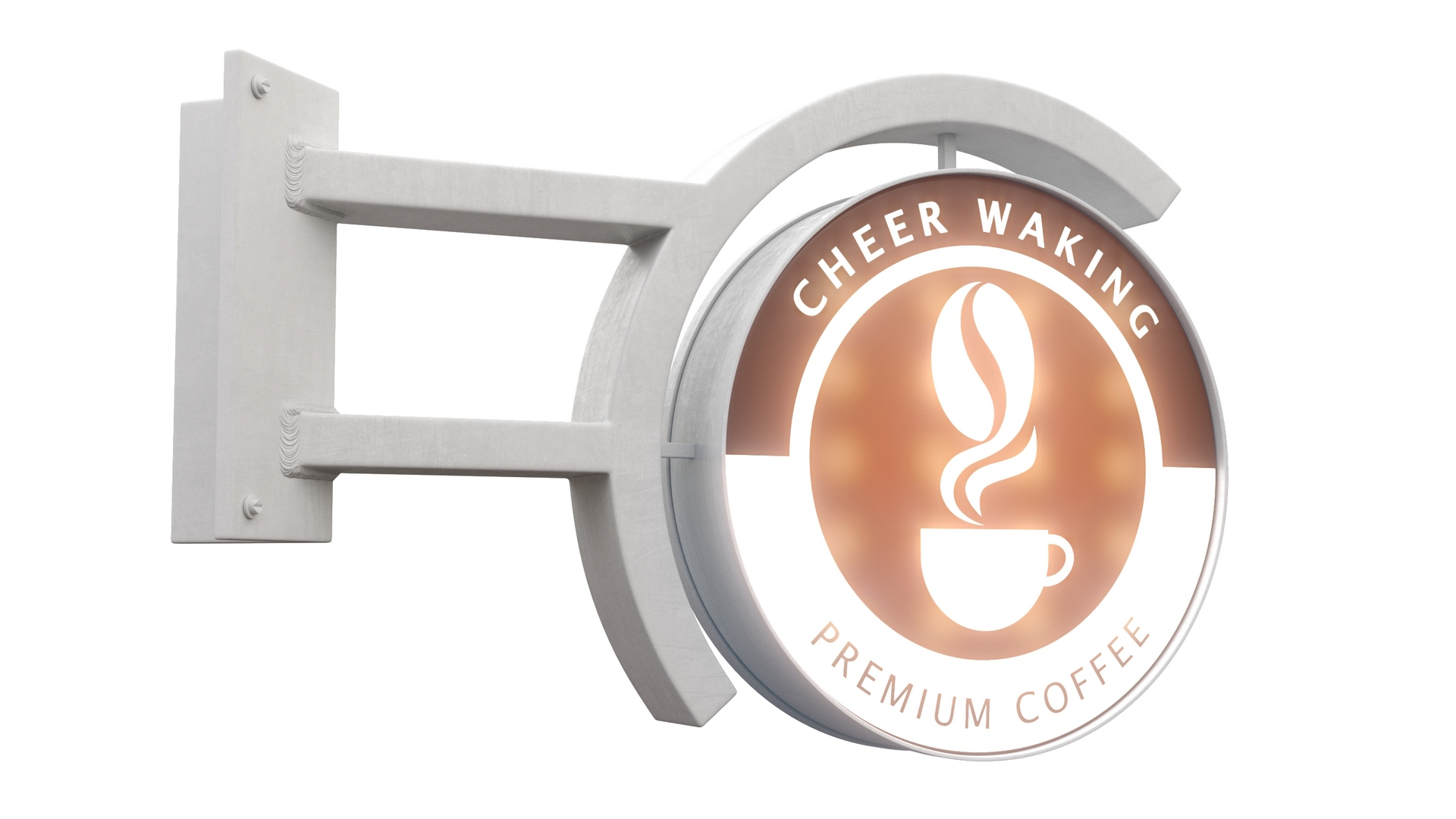 3D Corner Coffee Shop Signage Wall Mounted Light On model