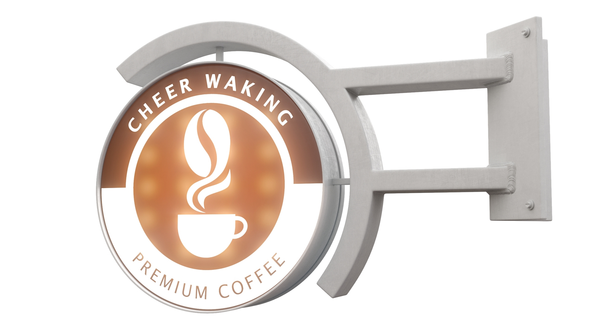 3D Corner Coffee Shop Signage Wall Mounted Light On model