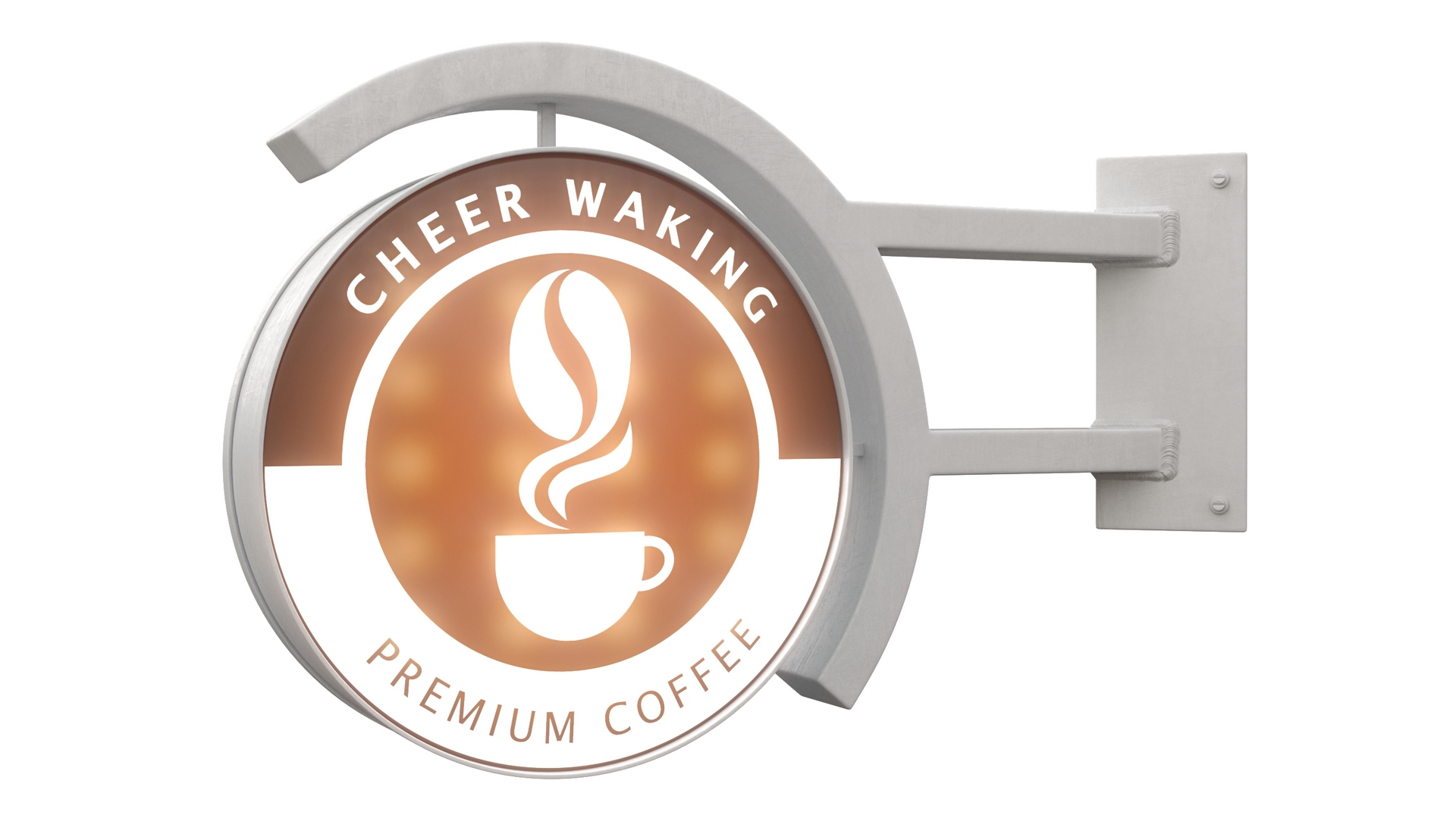 3D Corner Coffee Shop Signage Wall Mounted Light On model