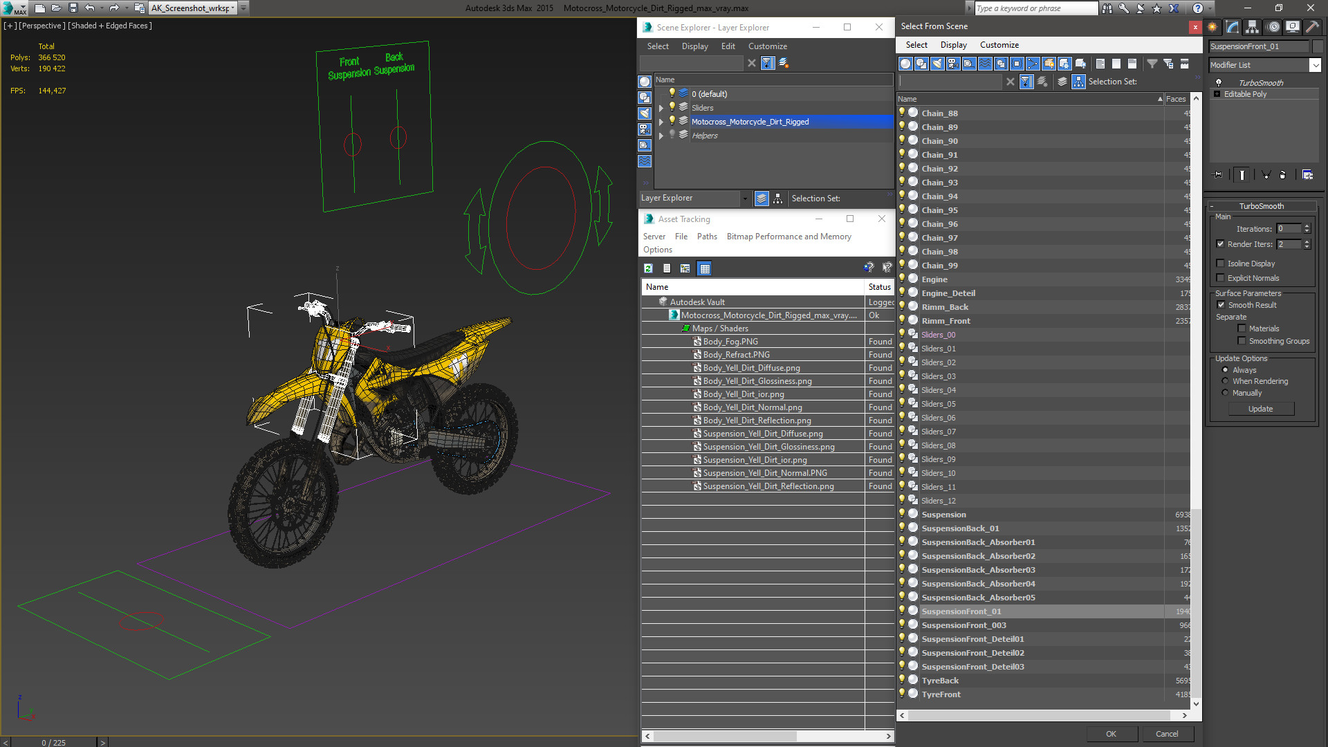 Motocross Motorcycle Dirt Rigged 3D