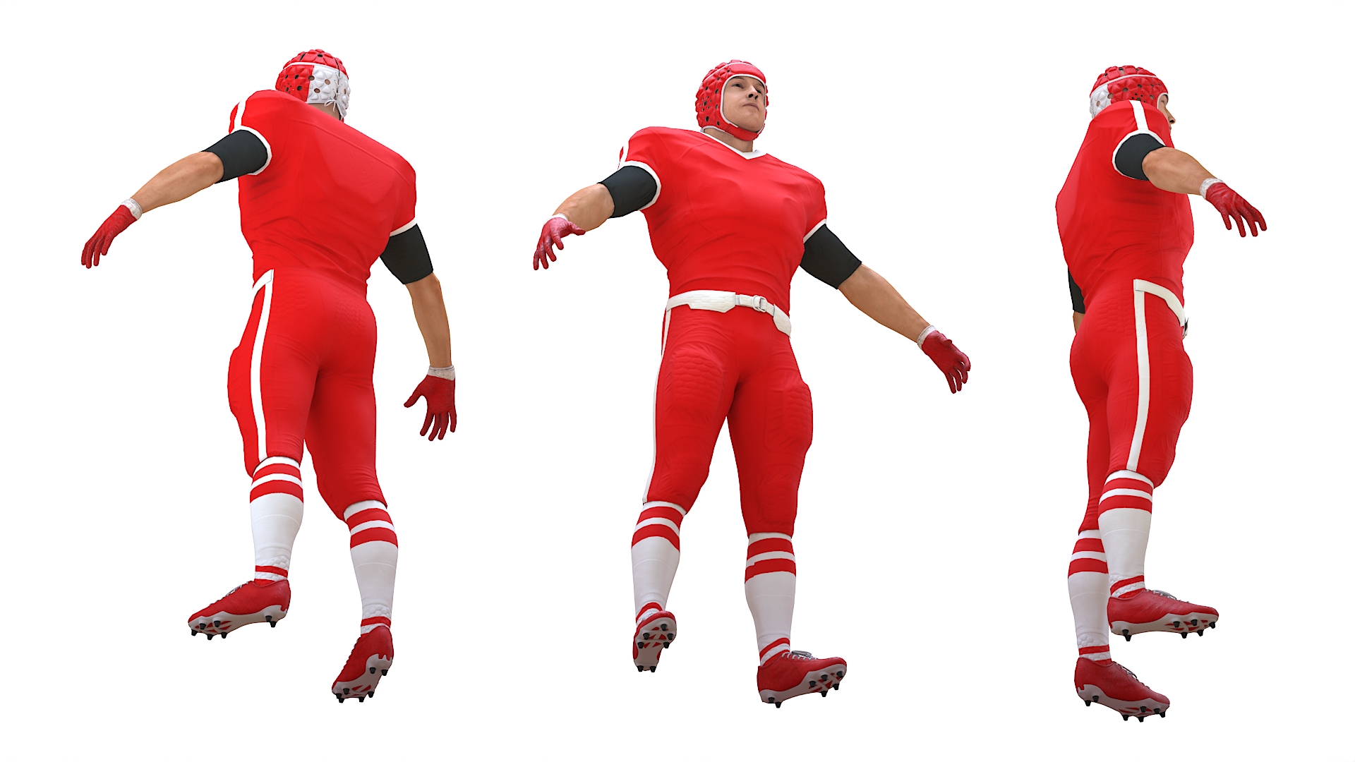 3D Uniform Football Player with Rugby Helmet Headguard Rigged model