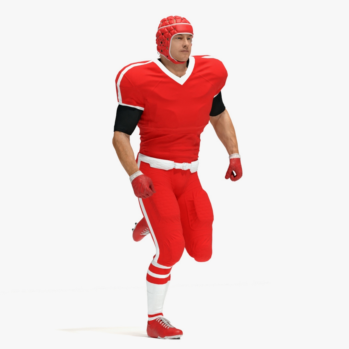 3D Uniform Football Player with Rugby Helmet Headguard Rigged model