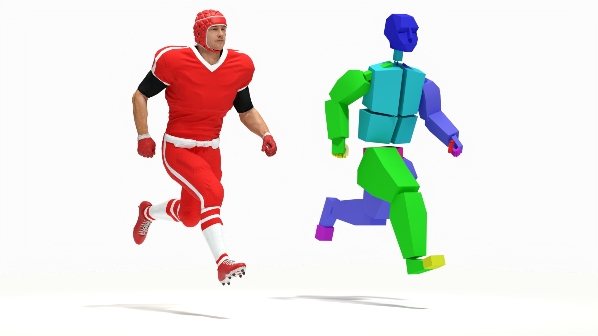 3D Uniform Football Player with Rugby Helmet Headguard Rigged model