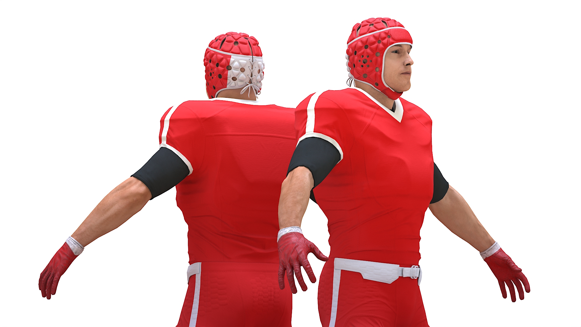 3D Uniform Football Player with Rugby Helmet Headguard Rigged model
