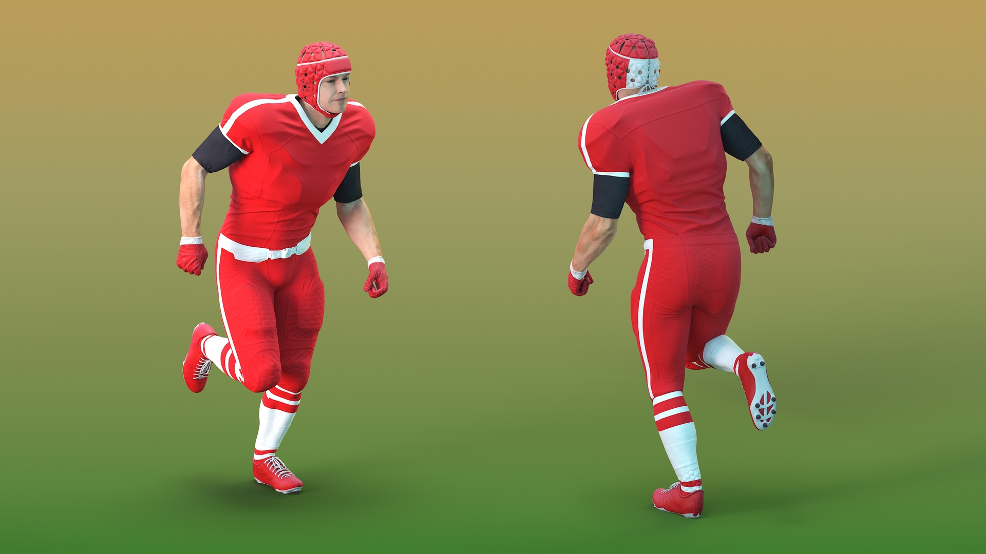 3D Uniform Football Player with Rugby Helmet Headguard Rigged model