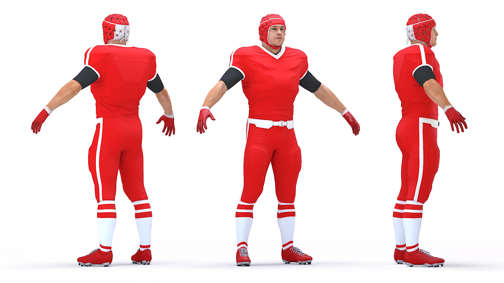 3D Uniform Football Player with Rugby Helmet Headguard Rigged model