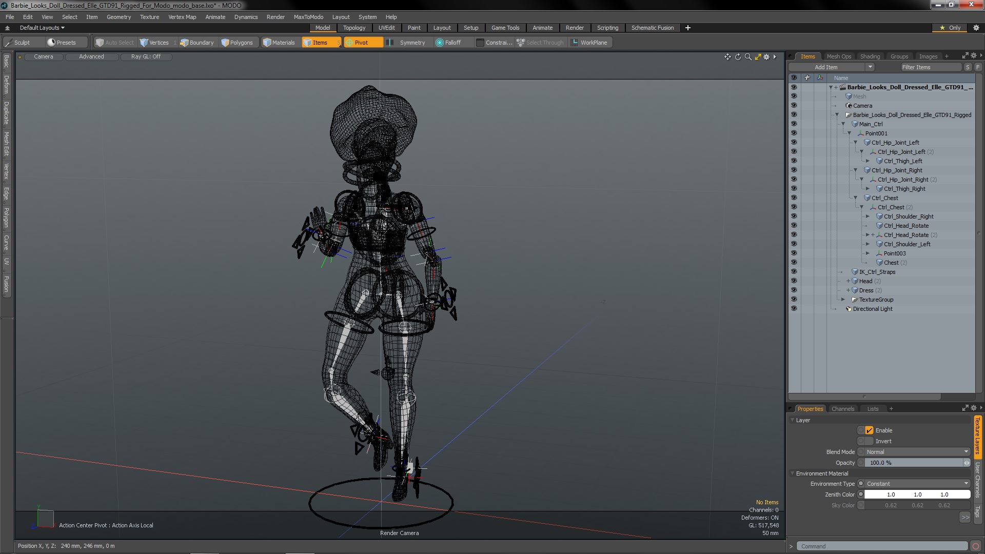 Barbie Looks Doll Dressed Elle GTD91 Rigged for Modo 3D