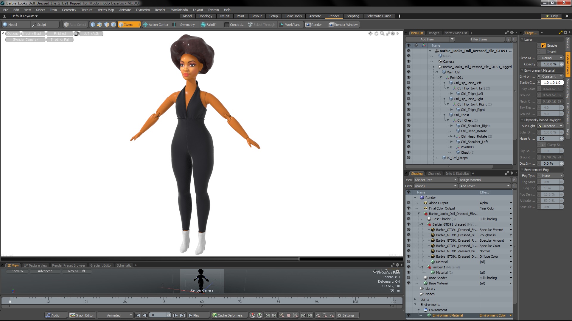Barbie Looks Doll Dressed Elle GTD91 Rigged for Modo 3D