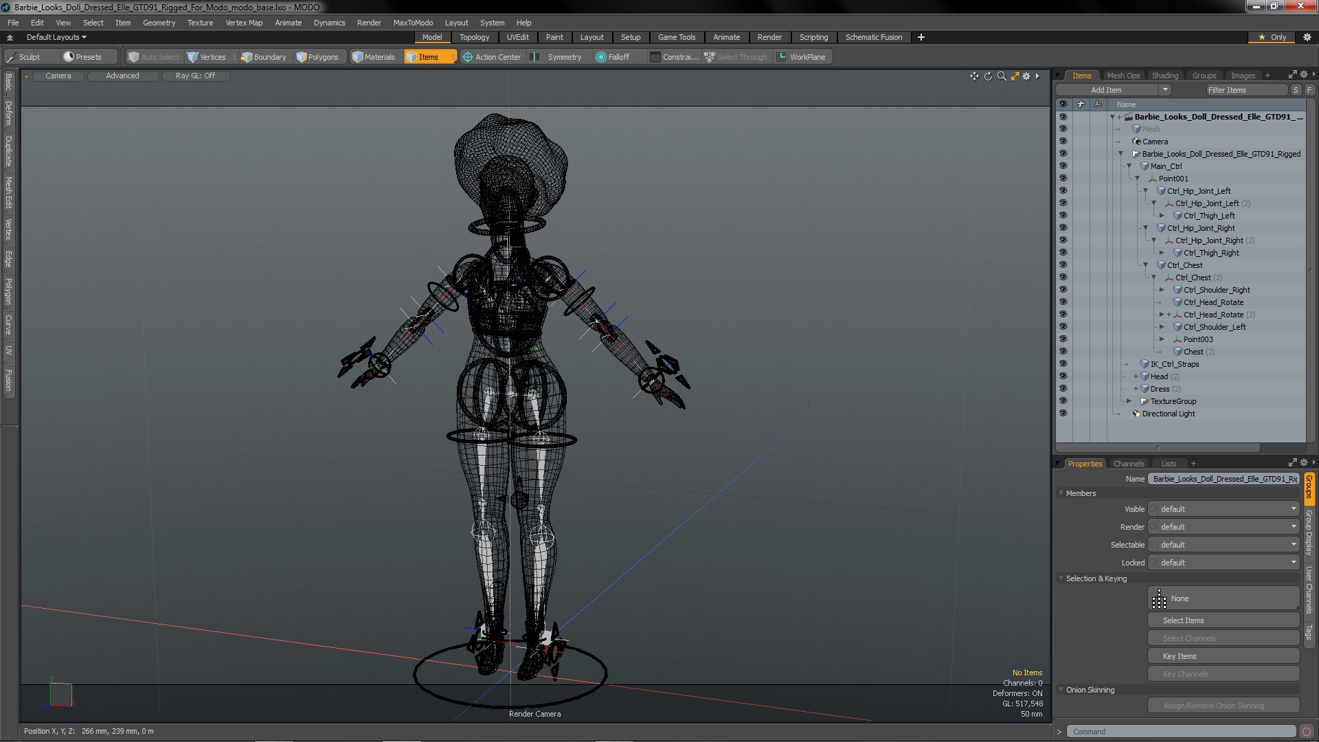 Barbie Looks Doll Dressed Elle GTD91 Rigged for Modo 3D