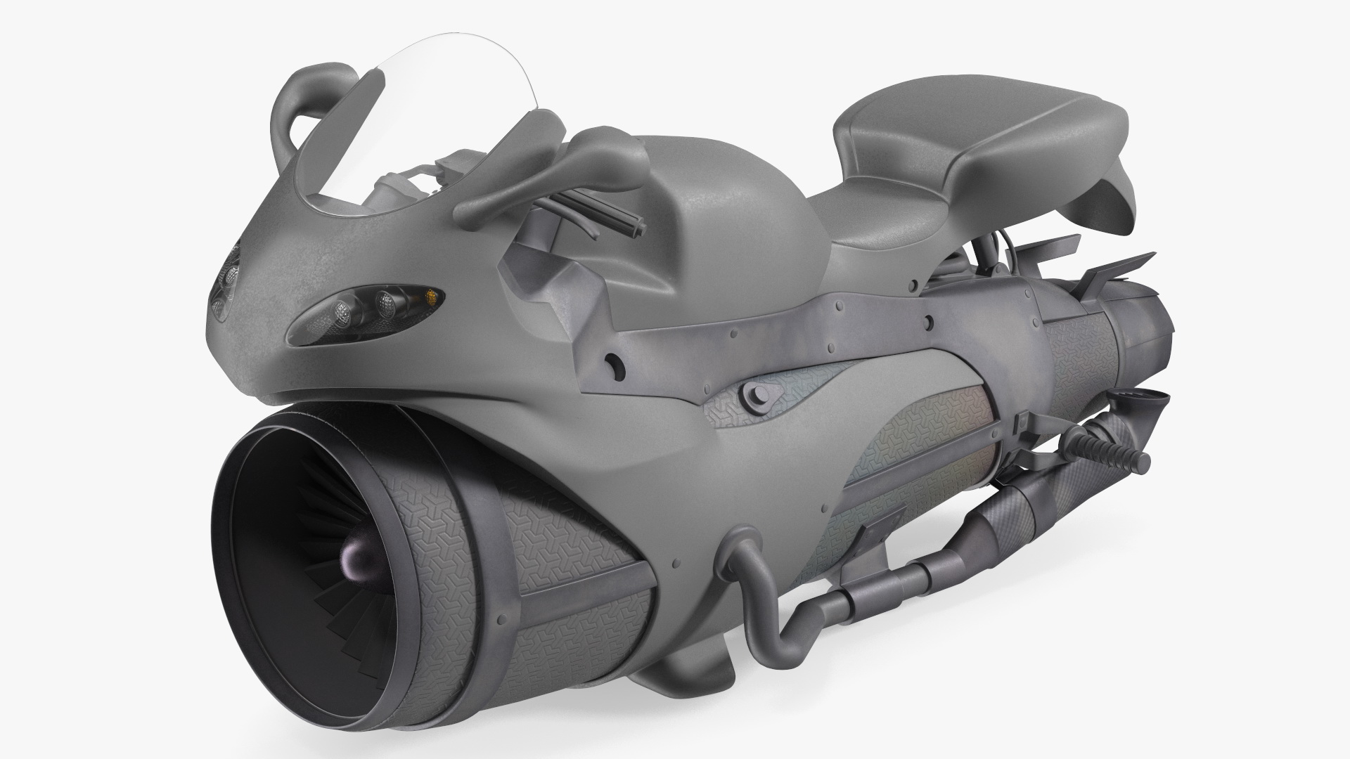 3D Futuristic Concept Motorcycle Gray Rigged