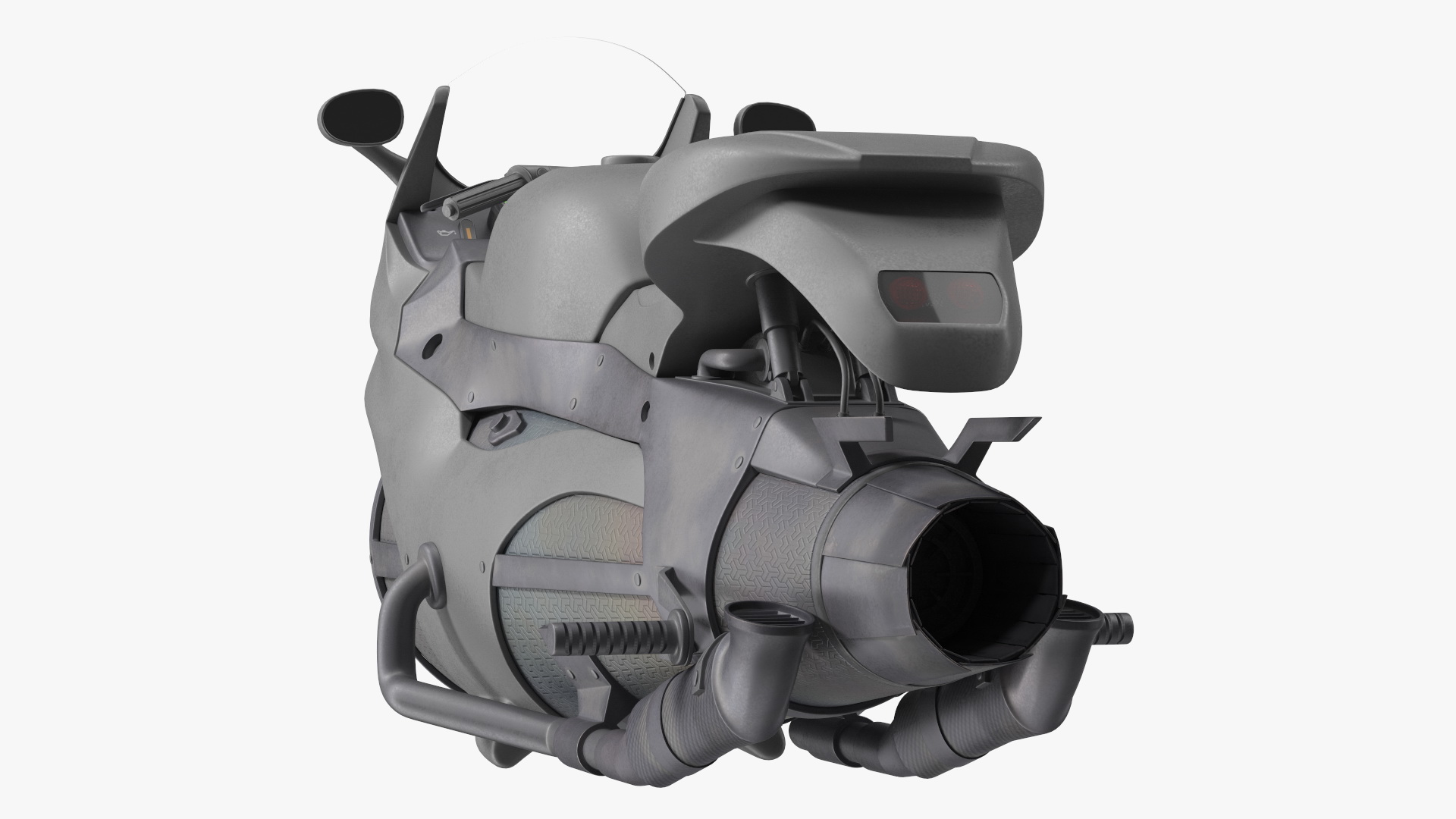 3D Futuristic Concept Motorcycle Gray Rigged