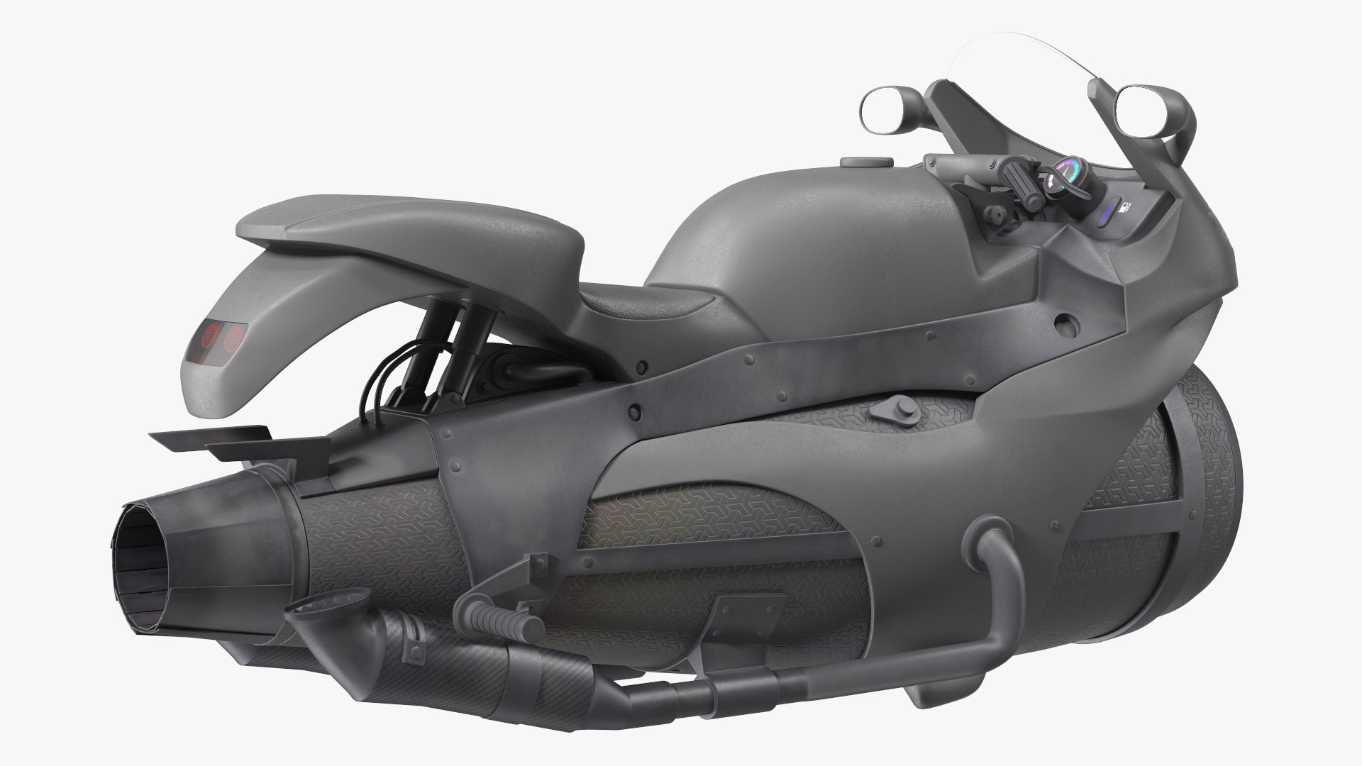 3D Futuristic Concept Motorcycle Gray Rigged