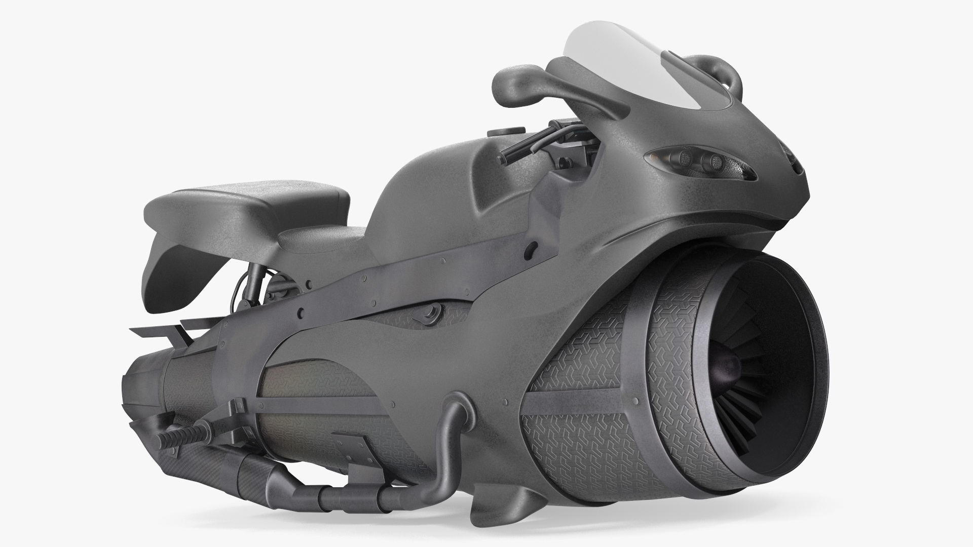 3D Futuristic Concept Motorcycle Gray Rigged