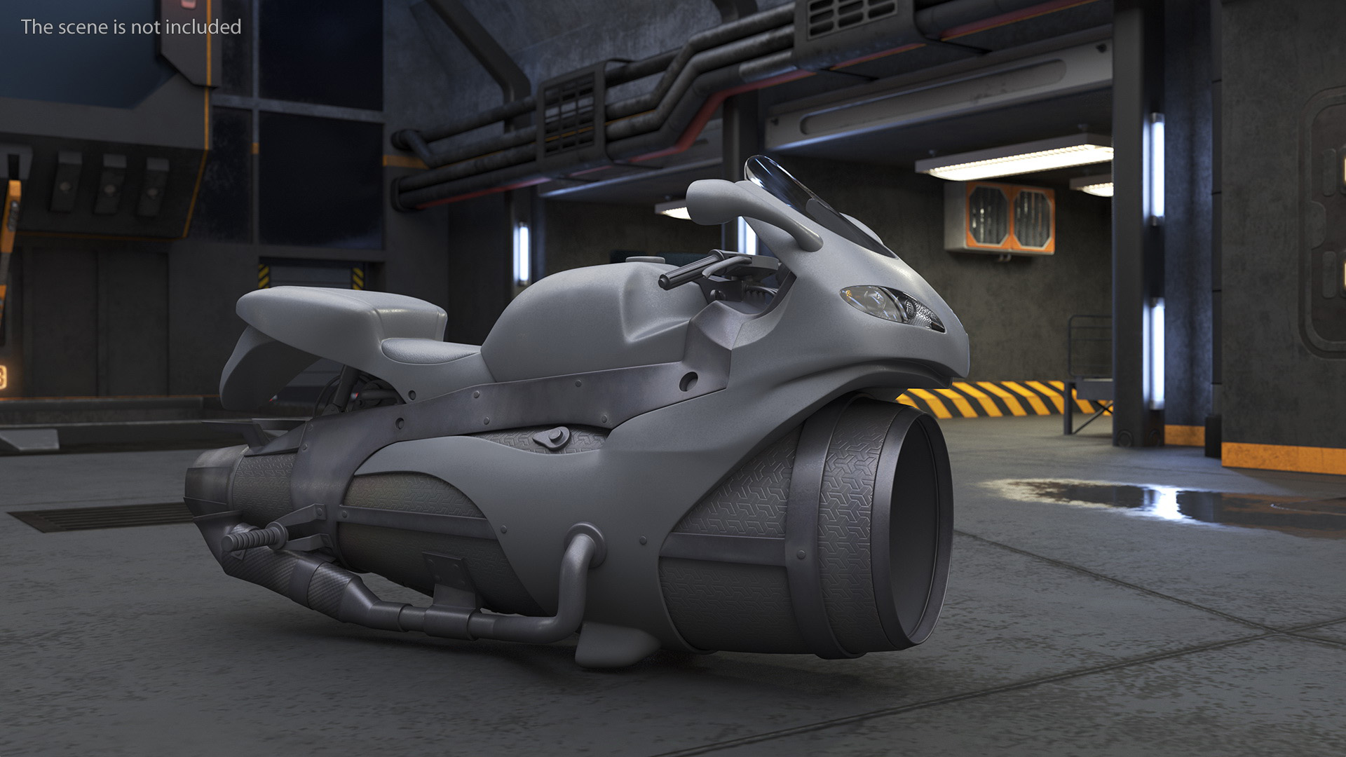 3D Futuristic Concept Motorcycle Gray Rigged