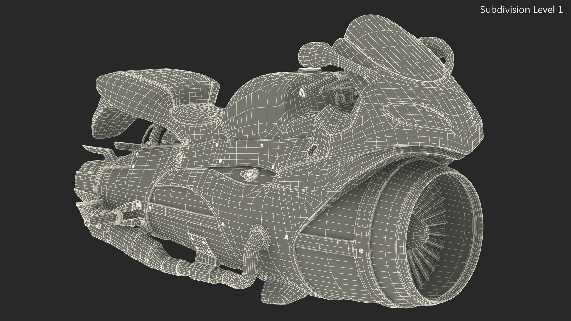3D Futuristic Concept Motorcycle Gray Rigged