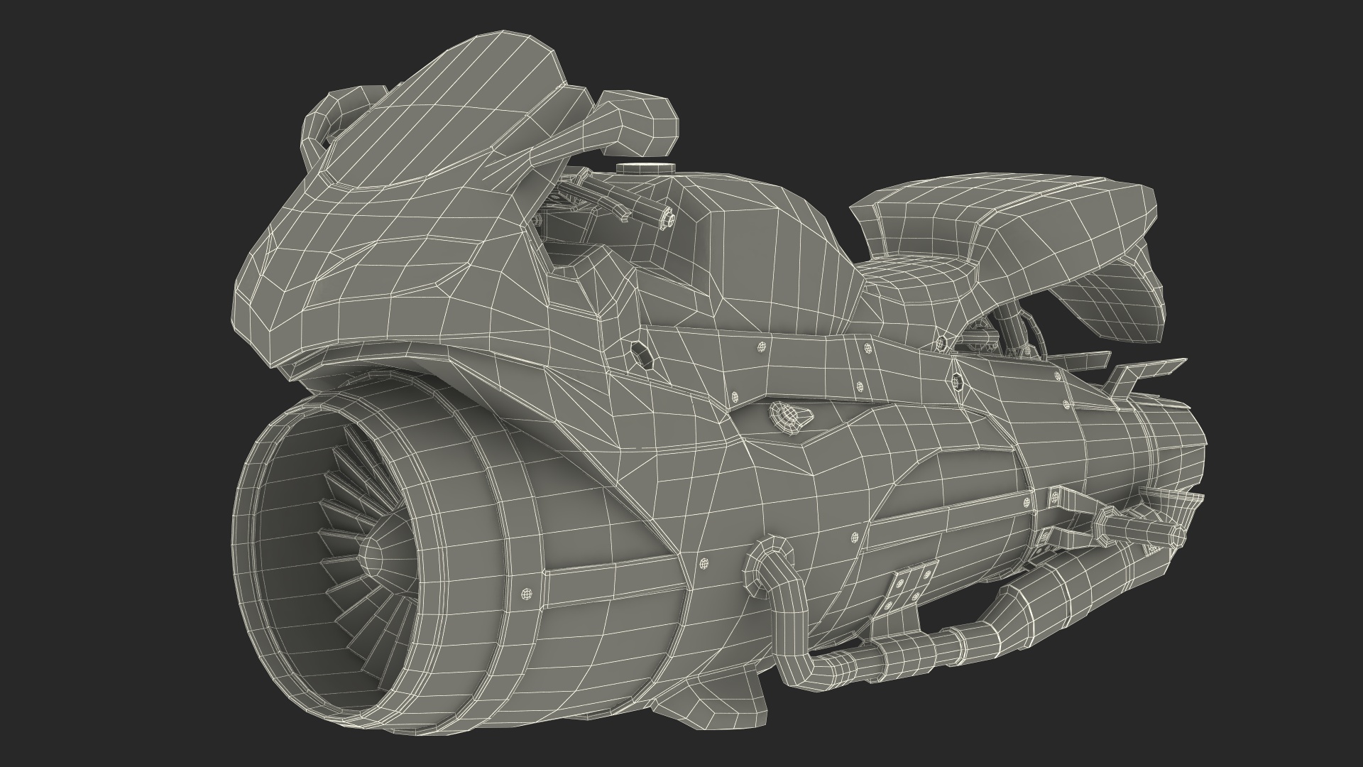 3D Futuristic Concept Motorcycle Gray Rigged