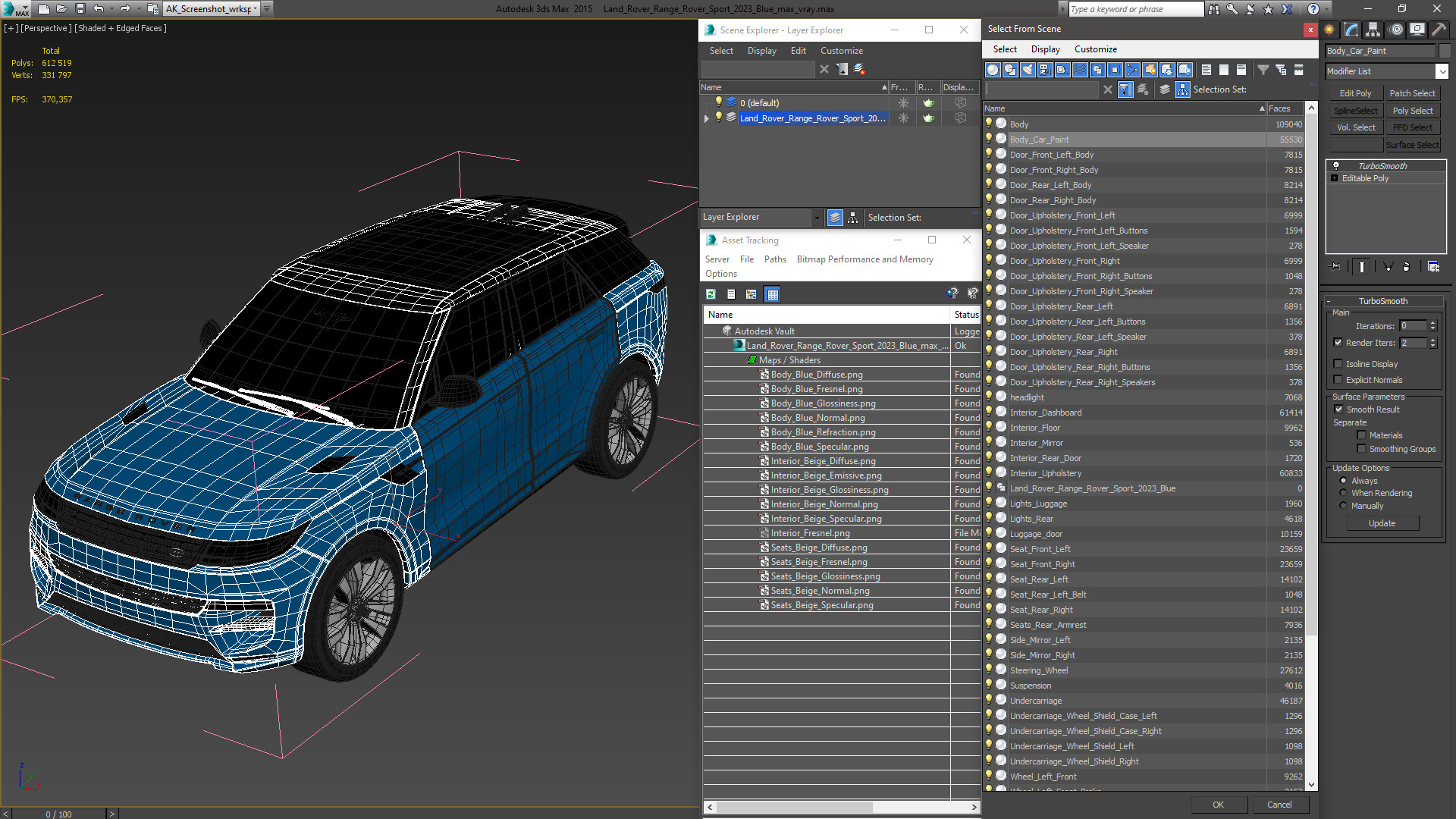 3D Land Rover Range Rover Sport 2023 Blue model