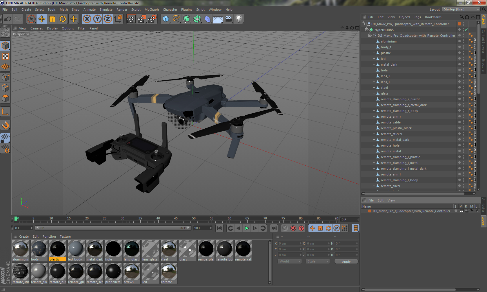 DJI Mavic Pro Quadcopter with Remote Controller 3D
