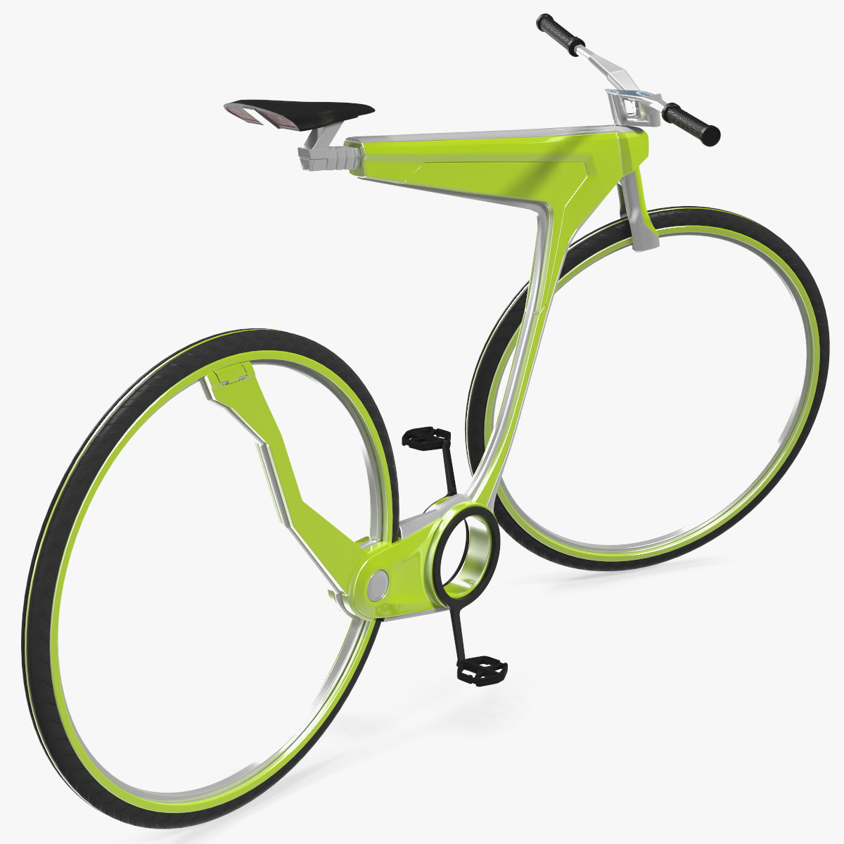 3D Futuristic Electric Bike Green Rigged for Maya